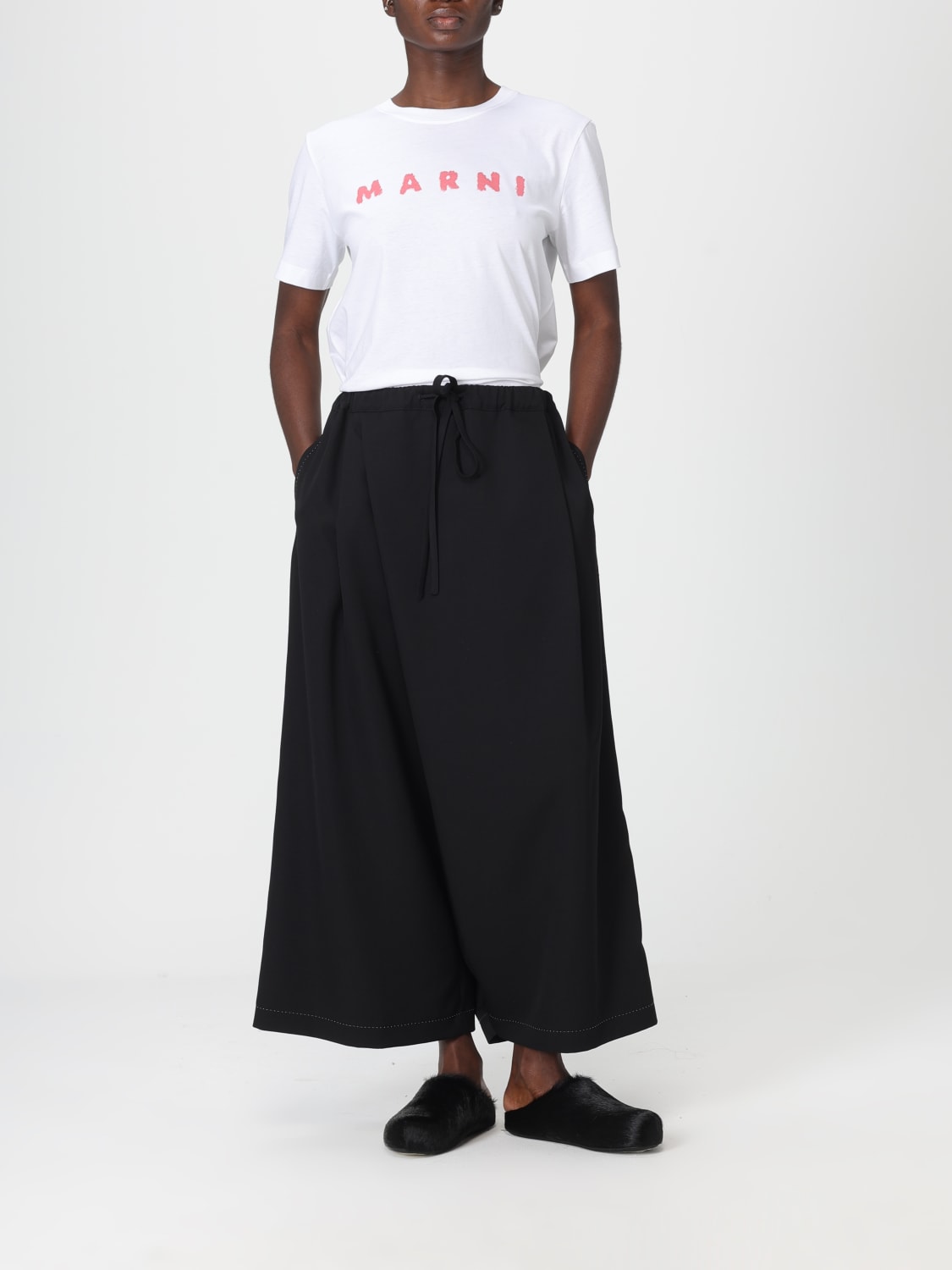 MARNI PANTALONI: Pantaloni a gamba larga Marni in lana vergine , Nero - Img 2