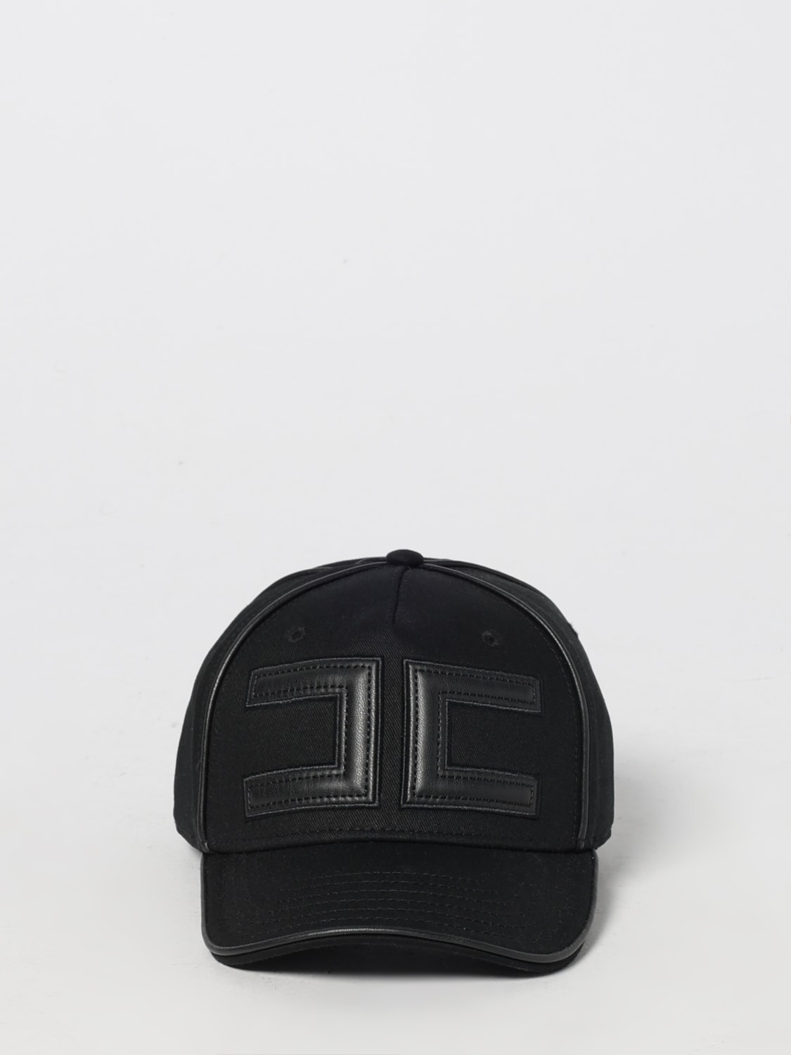 ELISABETTA FRANCHI CAPPELLO: Cappello Elisabetta Franchi in cotone con monogam , Nero - Img 2