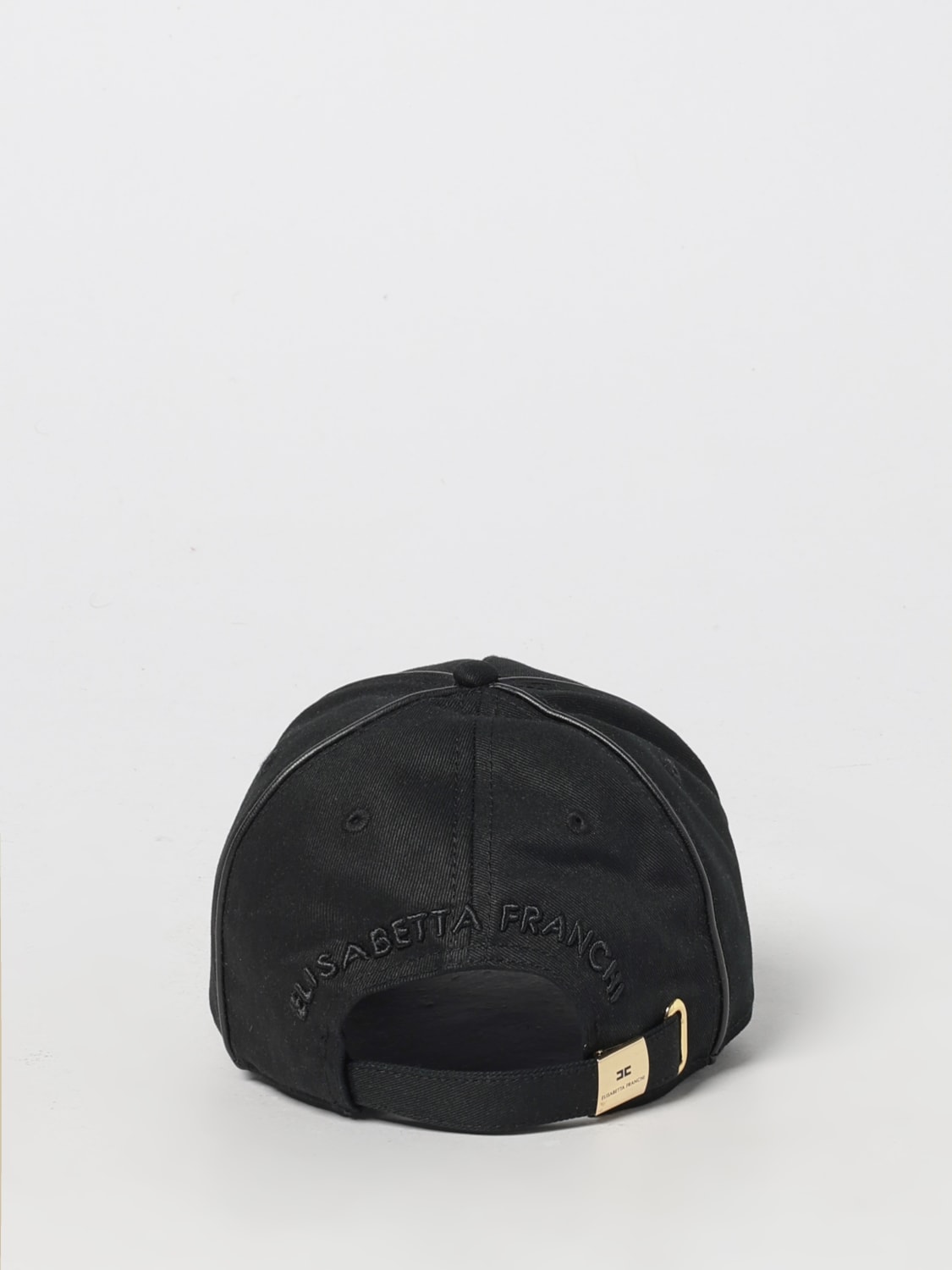 ELISABETTA FRANCHI CAPPELLO: Cappello Elisabetta Franchi in cotone con monogam , Nero - Img 3