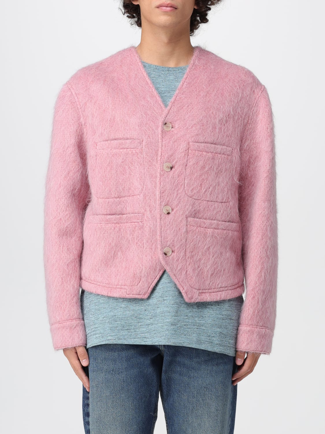 KENZO GIACCA: Giacca a monopetto Kenzo in lana di Alpaca e mohair, Rosa - Img 1
