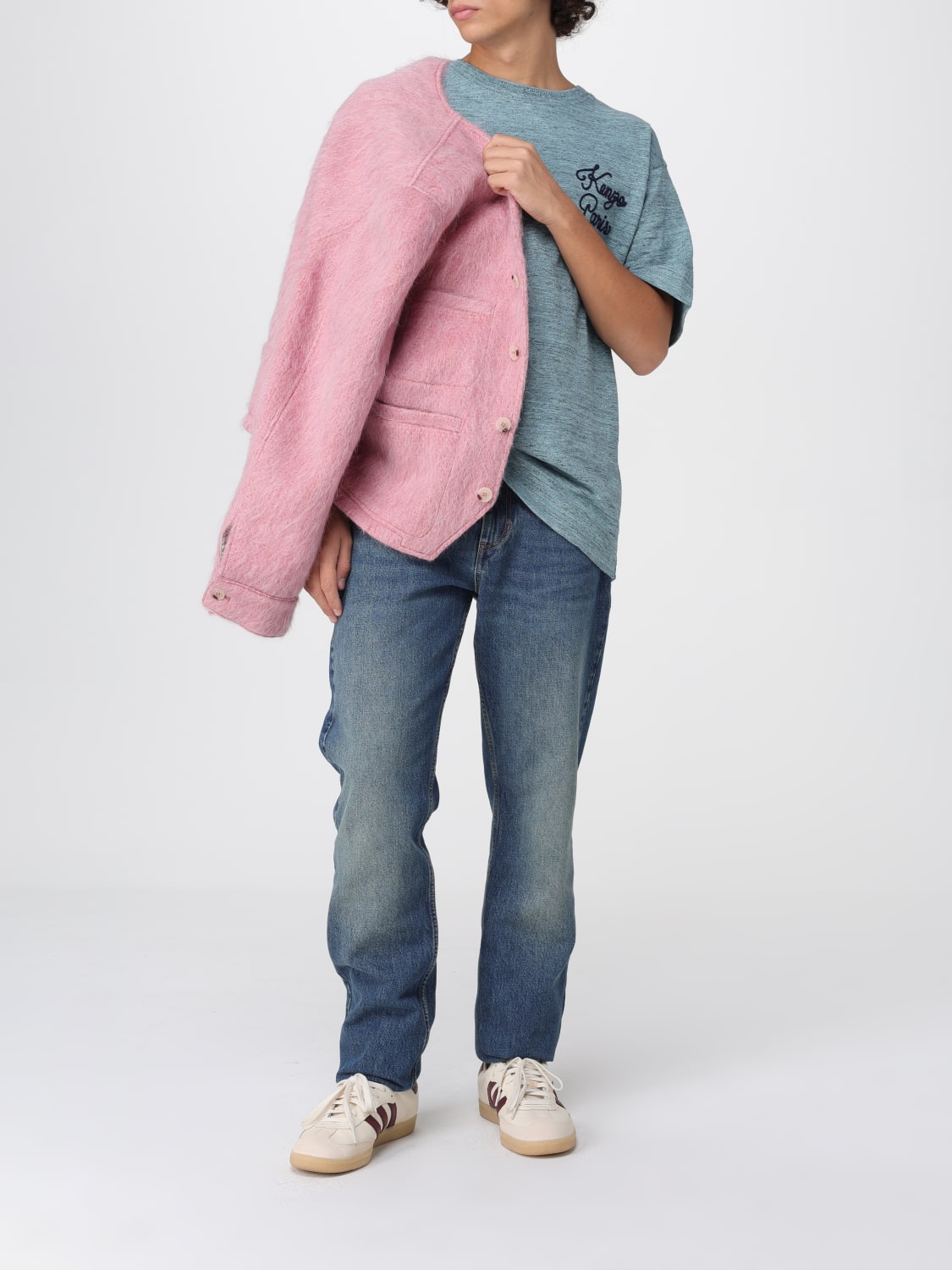 KENZO GIACCA: Giacca a monopetto Kenzo in lana di Alpaca e mohair, Rosa - Img 2