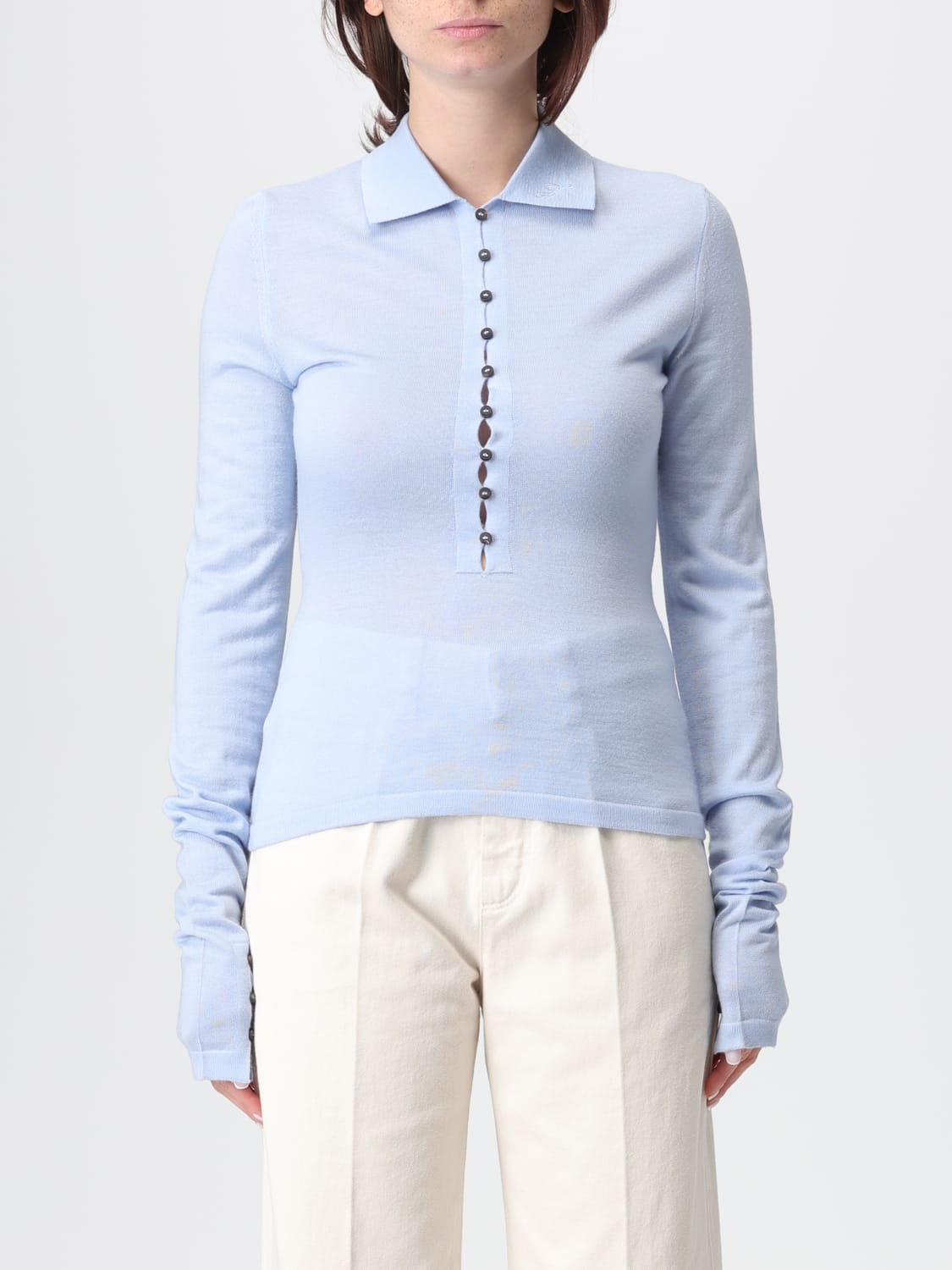 JACQUEMUS POLO: Polo damen Jacquemus, Hellblau - Img 1