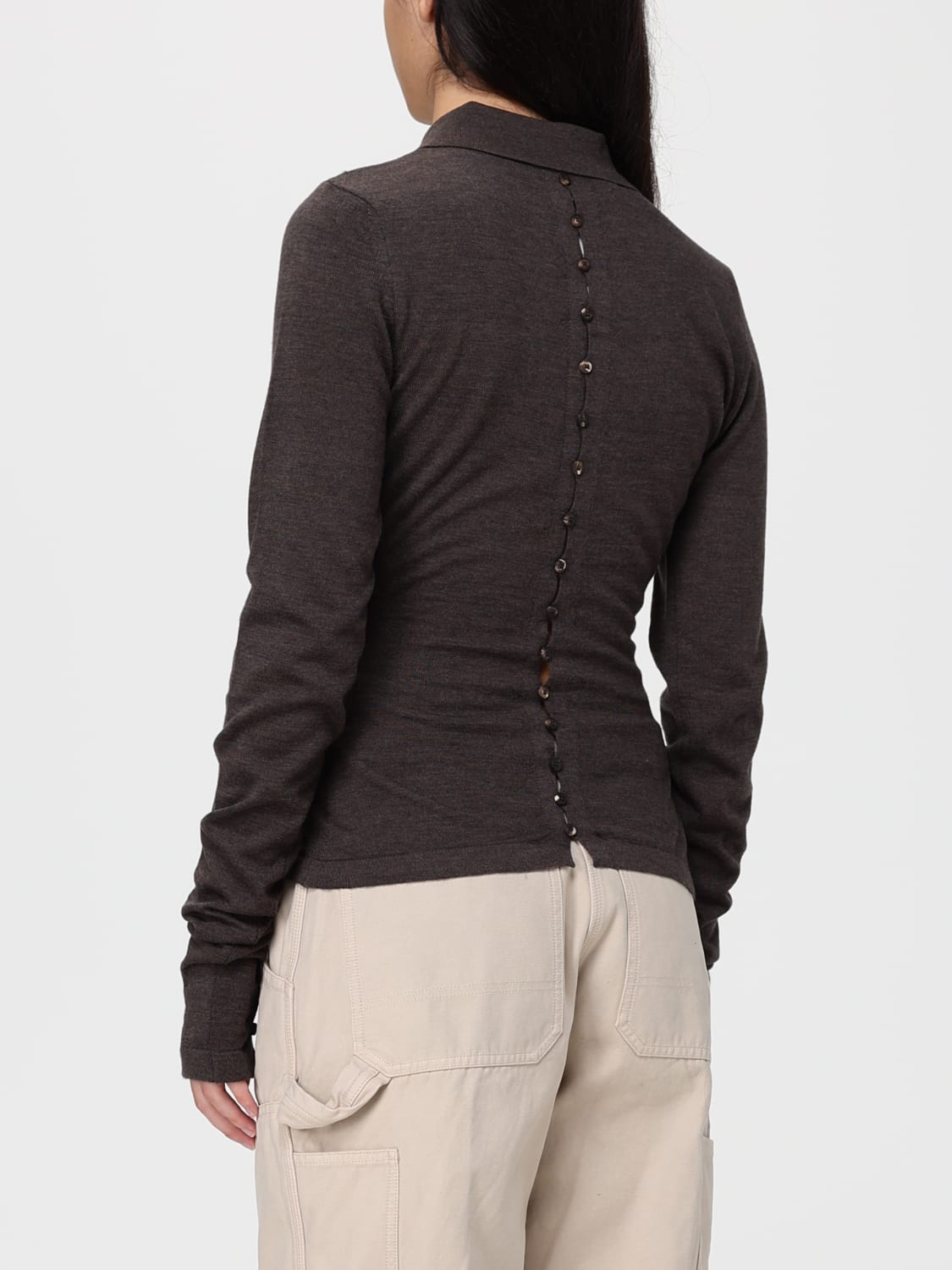 JACQUEMUS POLO: Polo Jacquemus in lana Merino , Marrone - Img 2