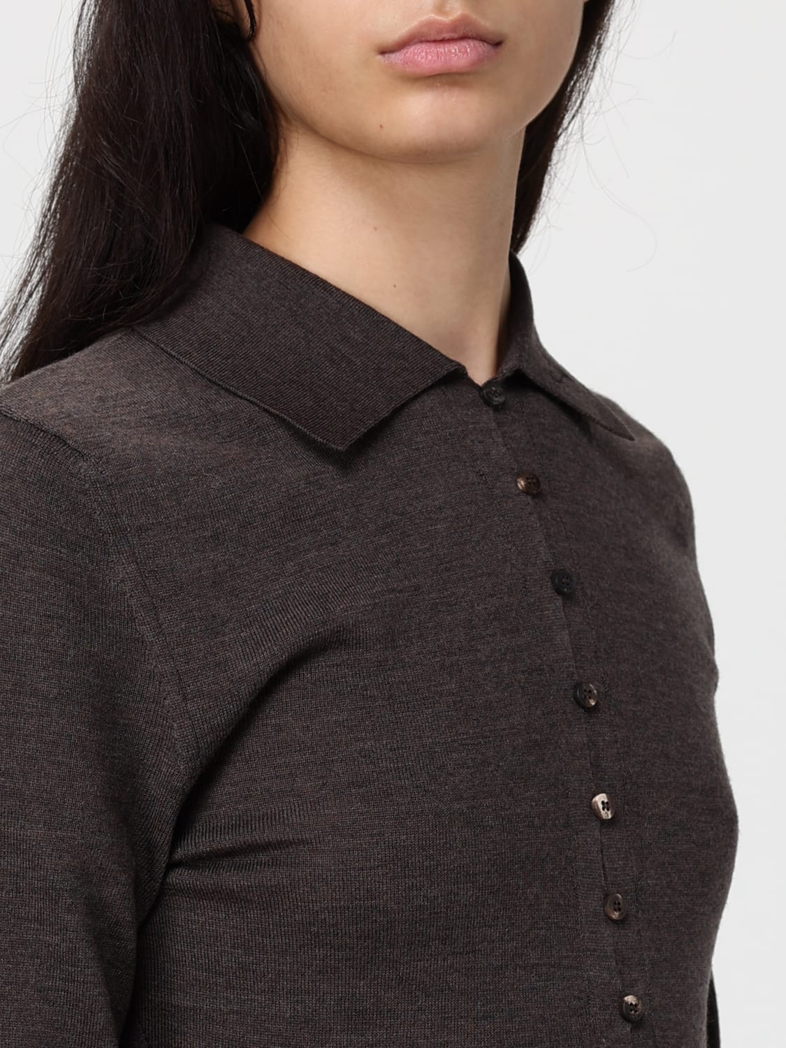 JACQUEMUS POLO: Polo Jacquemus in lana Merino , Marrone - Img 4