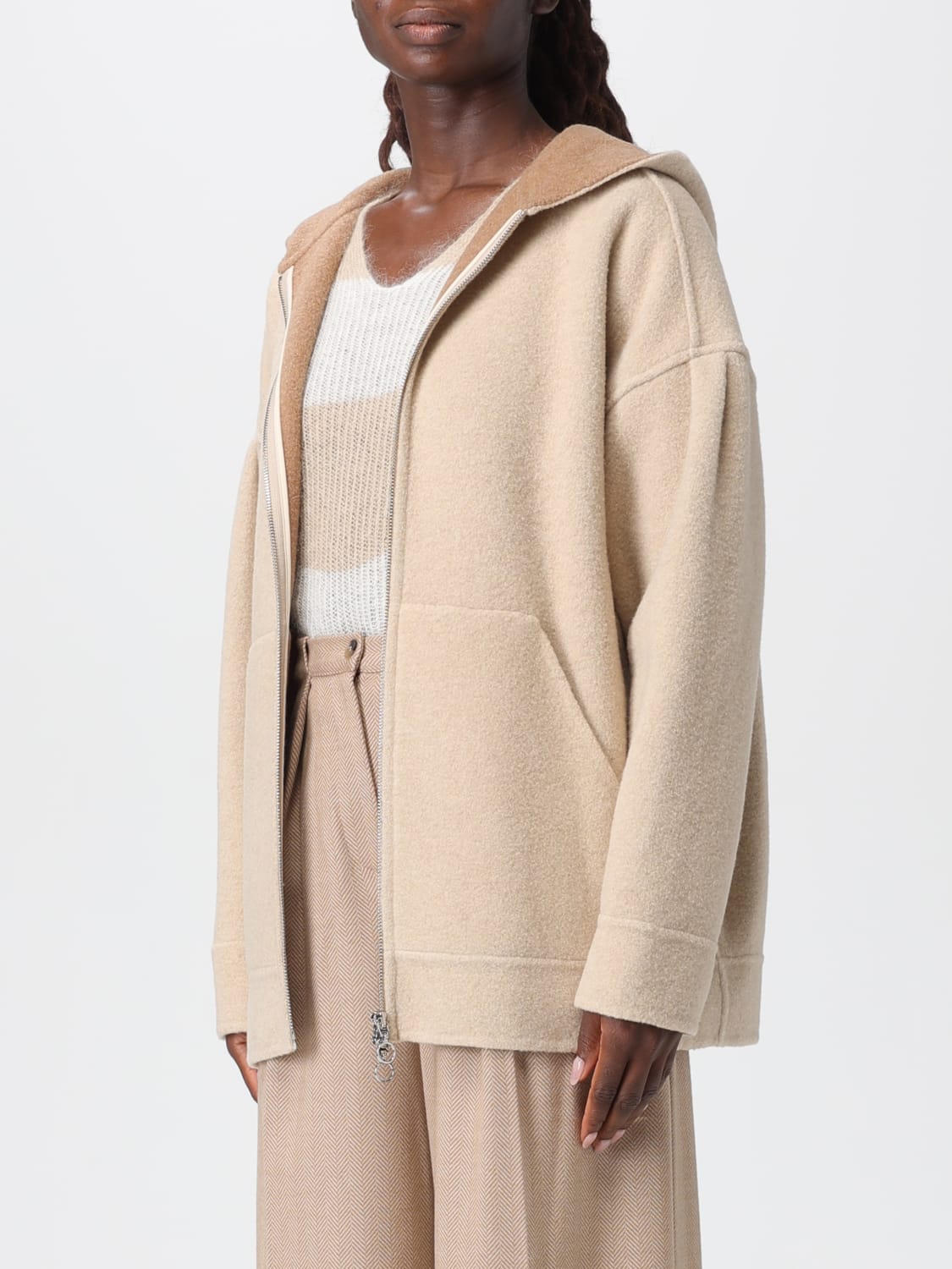 MM MAX MARA SWEATSHIRT: Mm Max Mara women's cardigan, Camel - Img 4
