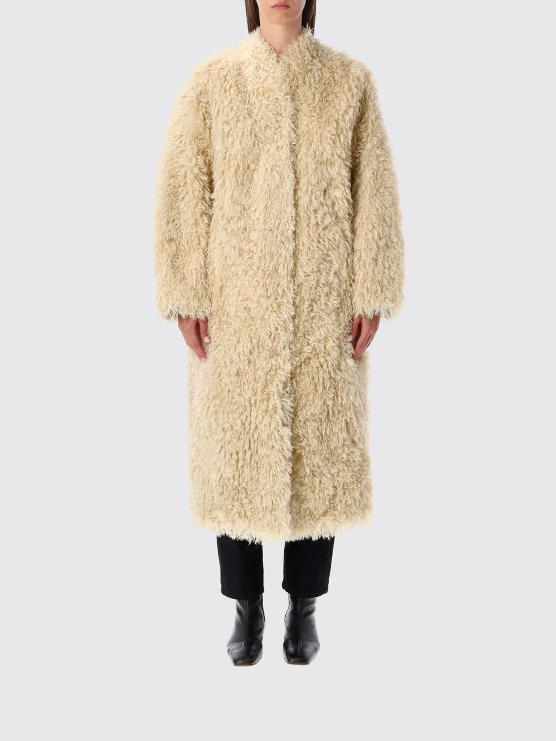 STAND STUDIO FUR COAT: Coat woman Stand Studio, White - Img 1