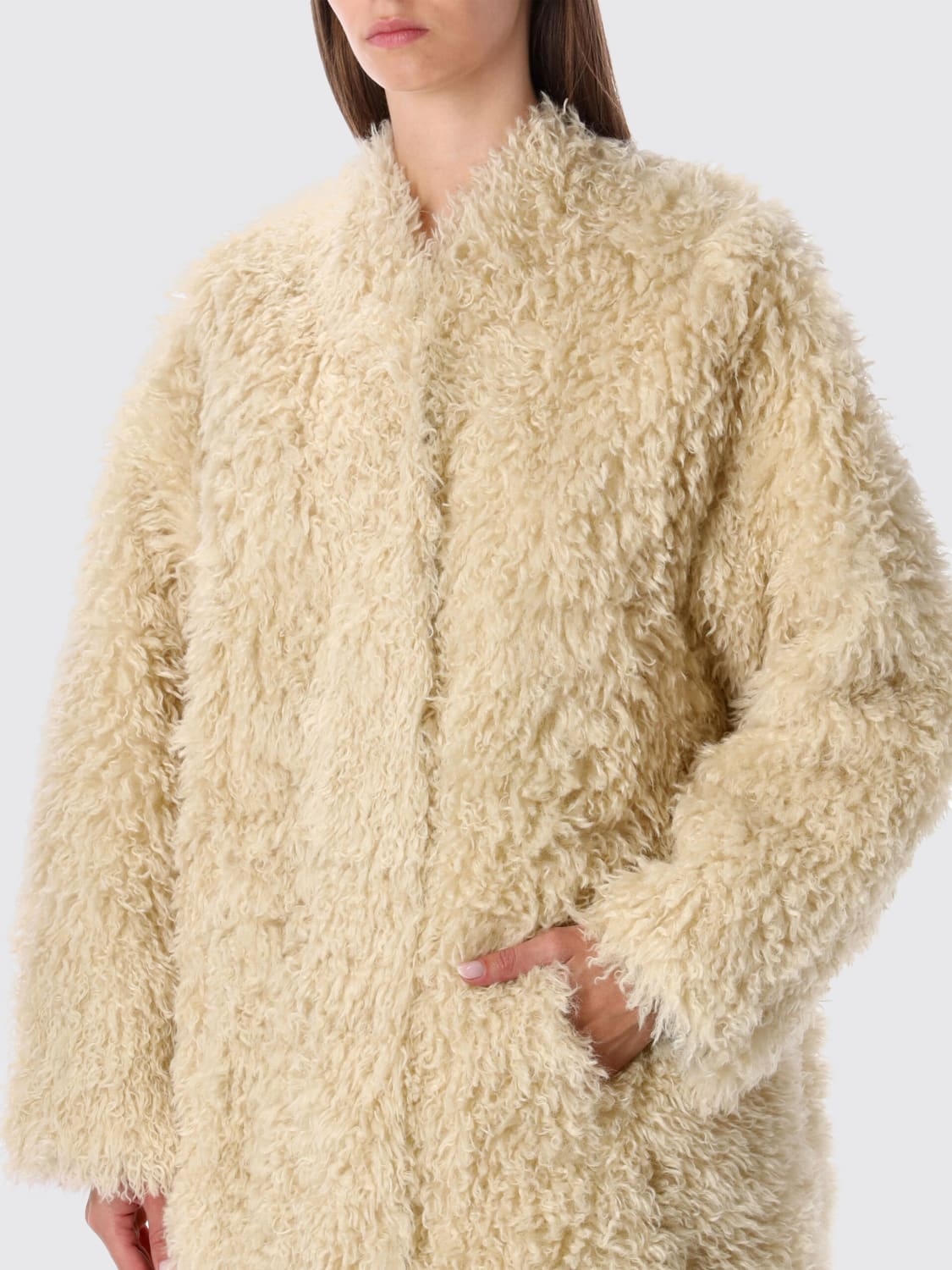 STAND STUDIO FUR COAT: Coat woman Stand Studio, White - Img 3