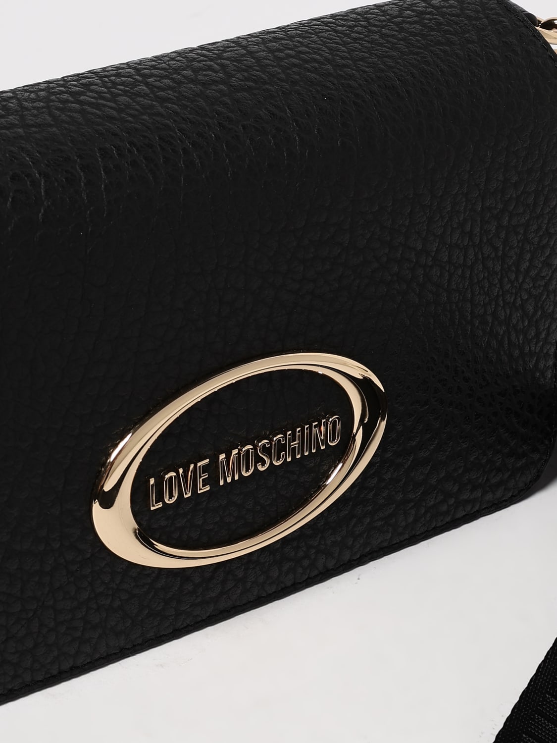 LOVE MOSCHINO BORSA A TRACOLLA: Borsa a tracolla in pelle sintetica con logo Love Moschino, Nero - Img 3
