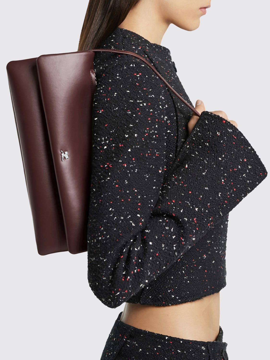 COURRÈGES BORSA A SPALLA: Borsa Cuff Courrèges in pelle , Bordeaux - Img 4