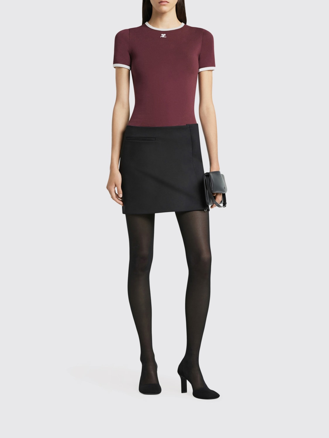 COURRÈGES T-SHIRT: T-shirt woman CourrÈges, Burgundy - Img 2