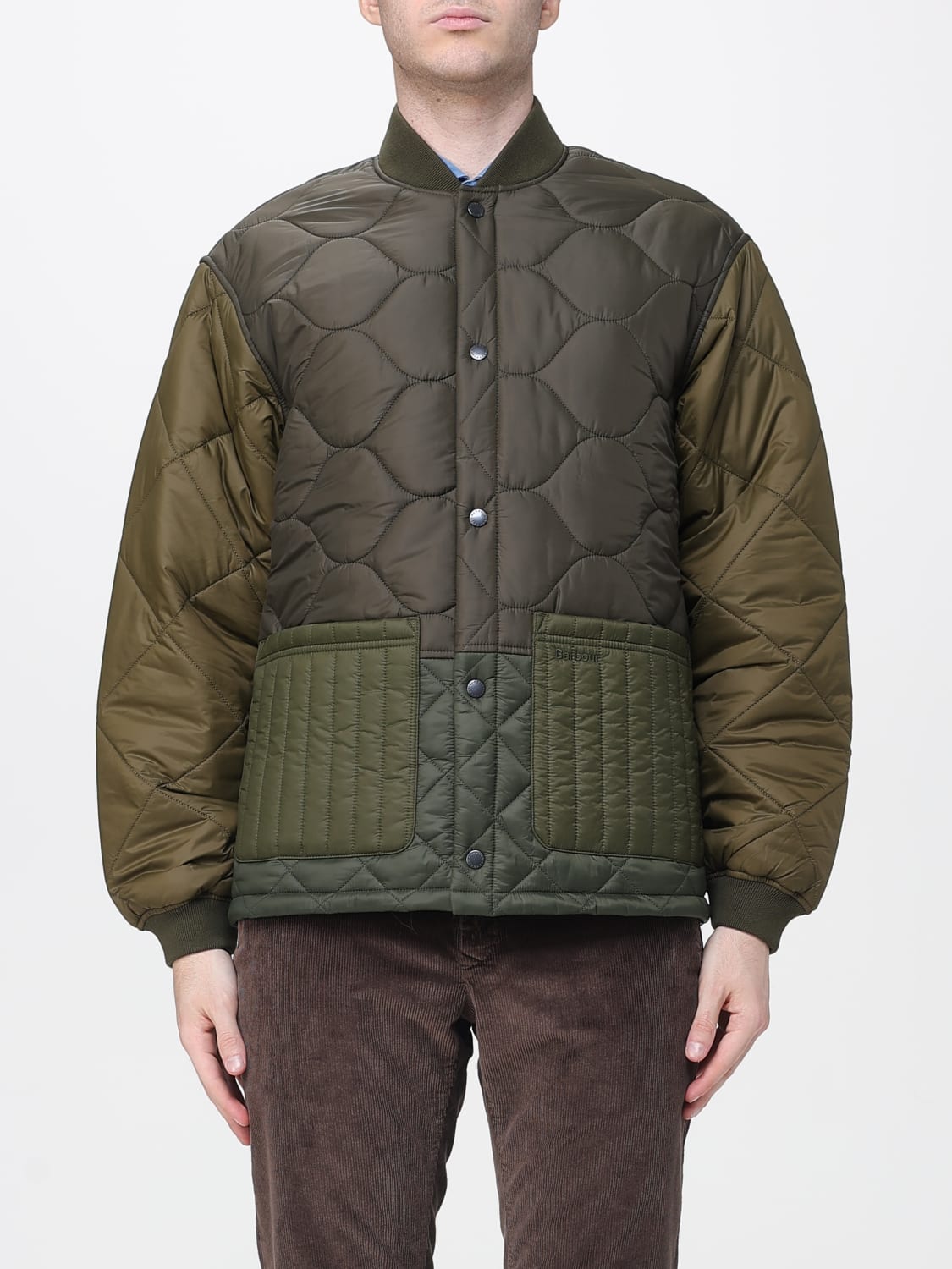 BARBOUR GIACCA: Piumino Cording Barbour in misto cotone trapuntato, Verde - Img 1