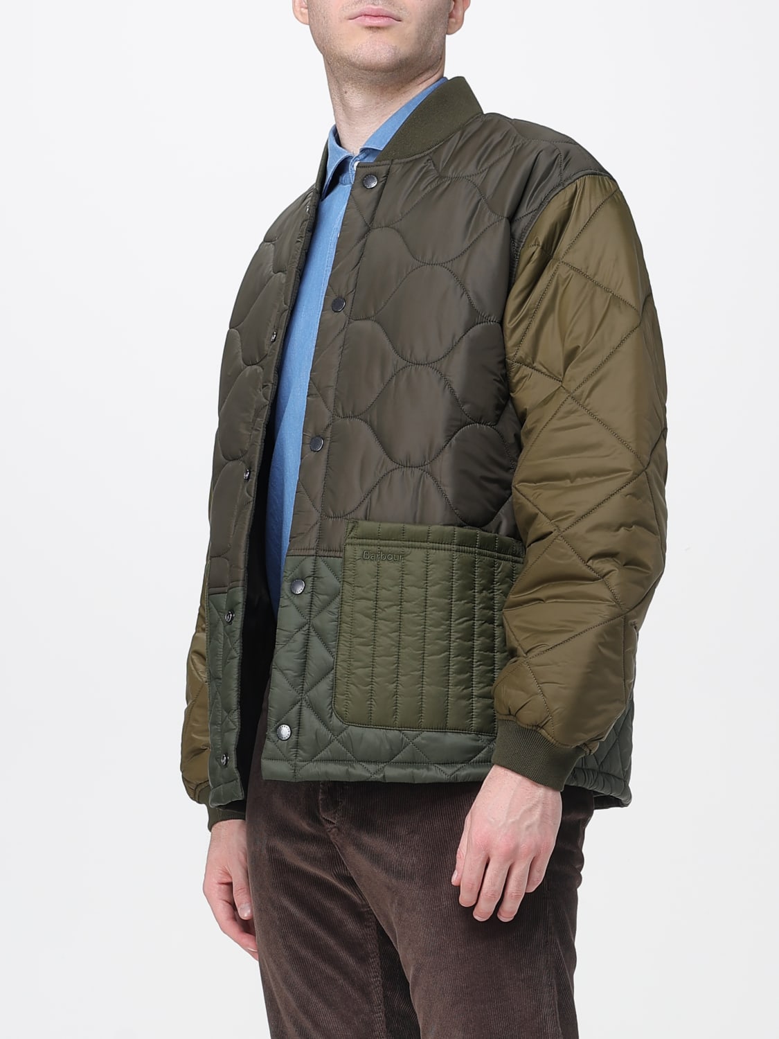 BARBOUR GIACCA: Piumino Cording Barbour in misto cotone trapuntato, Verde - Img 3