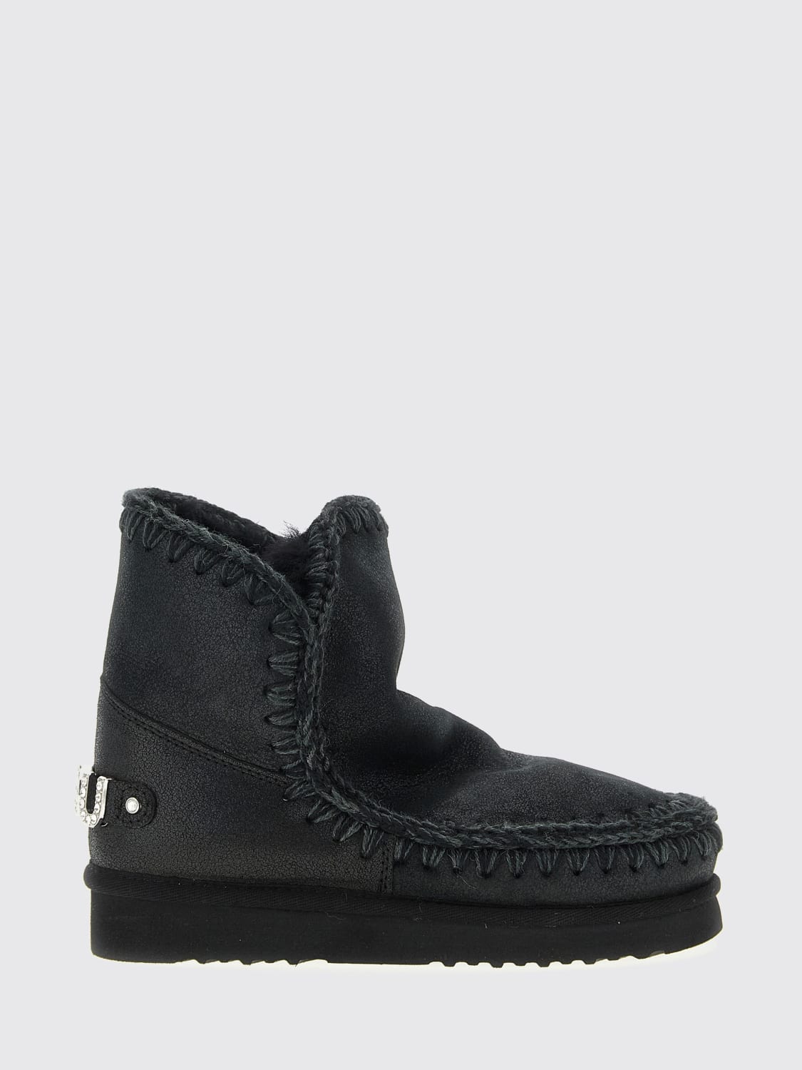 MOU BOOTS: Flat ankle boots woman Mou, Black - Img 1