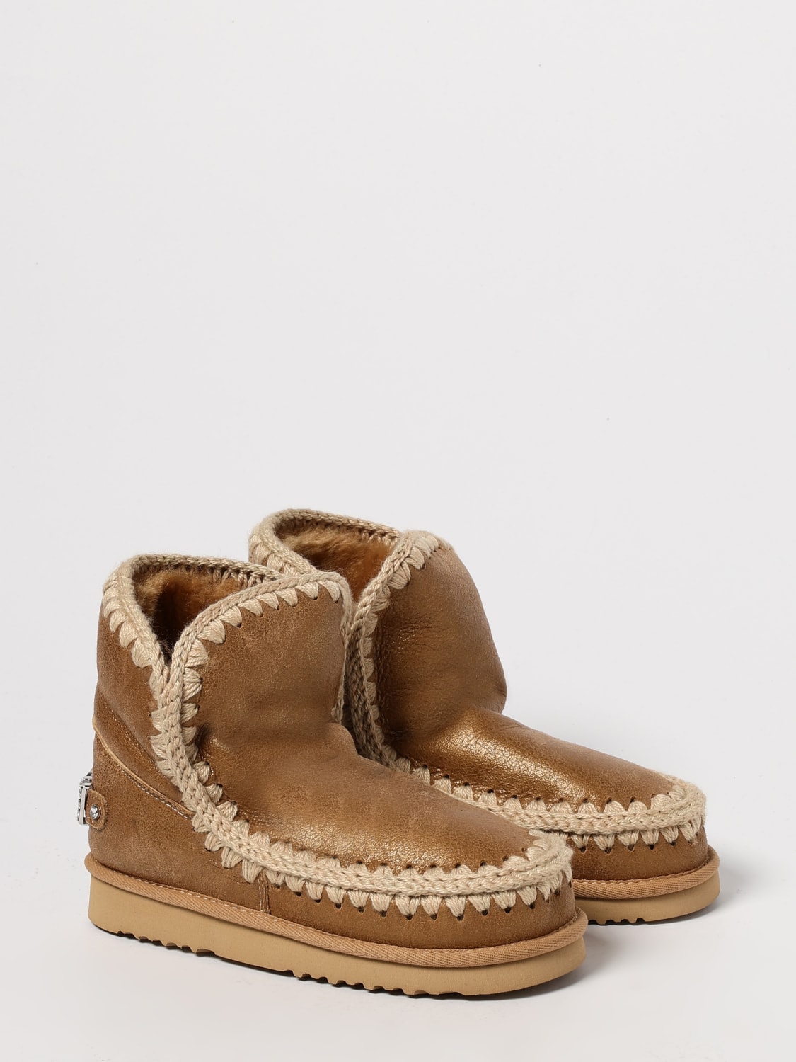 MOU BOOTS: Flat ankle boots woman Mou, Tobacco - Img 2