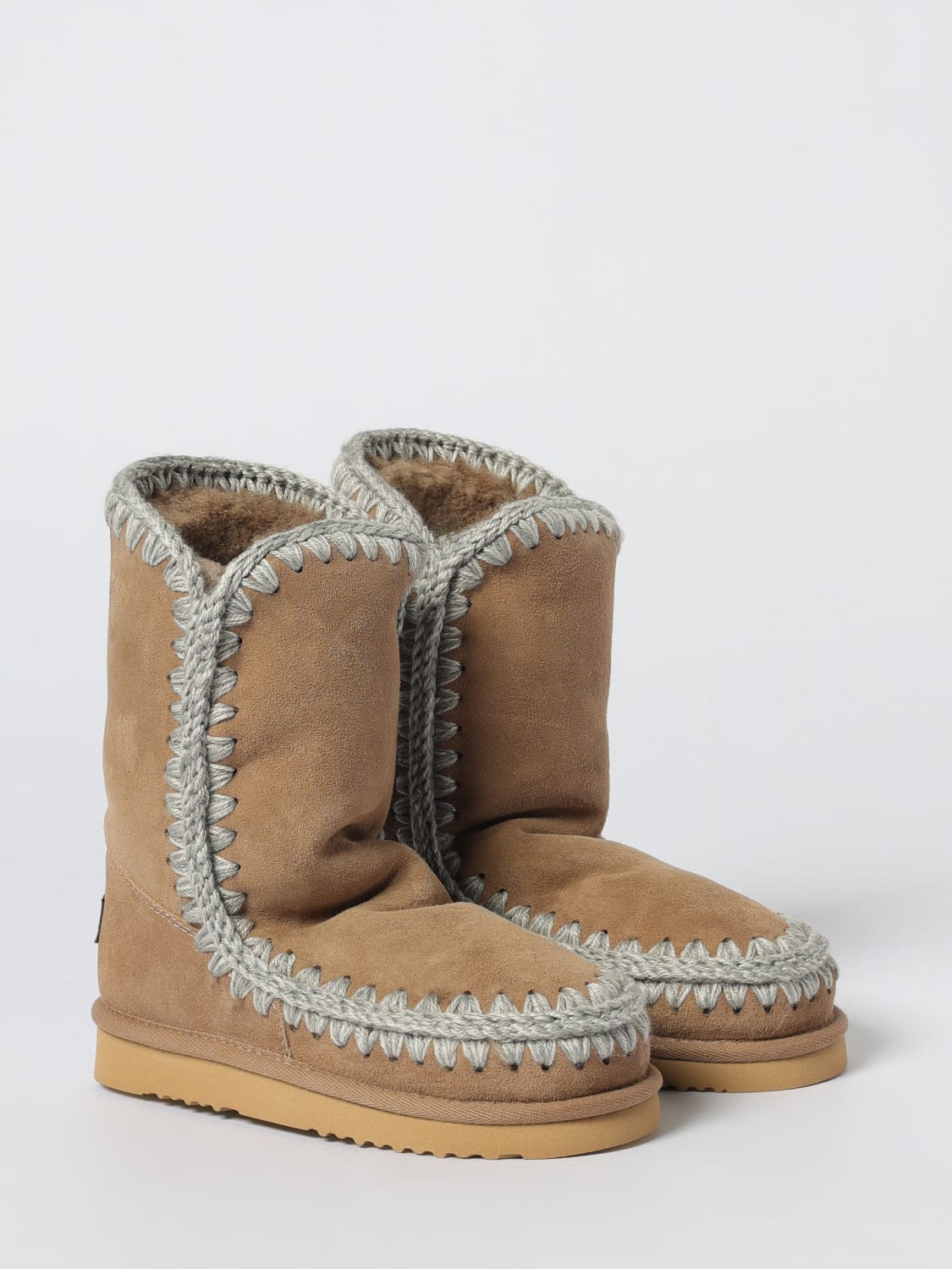 MOU BOOTS: Flat ankle boots woman Mou, Beige - Img 2