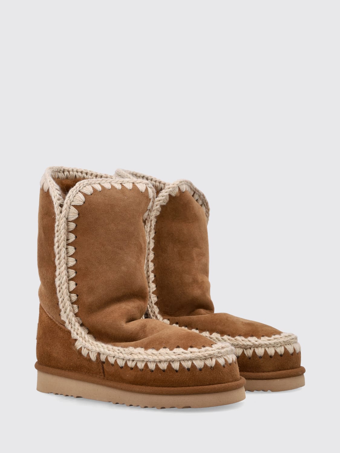 MOU BOOTS: Flat ankle boots woman Mou, Brown - Img 2