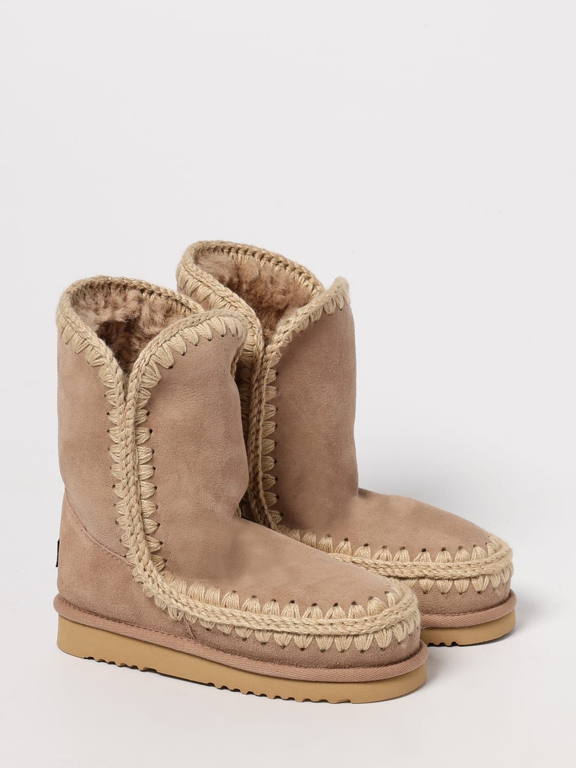 MOU BOOTS: Flat ankle boots woman Mou, Camel - Img 2