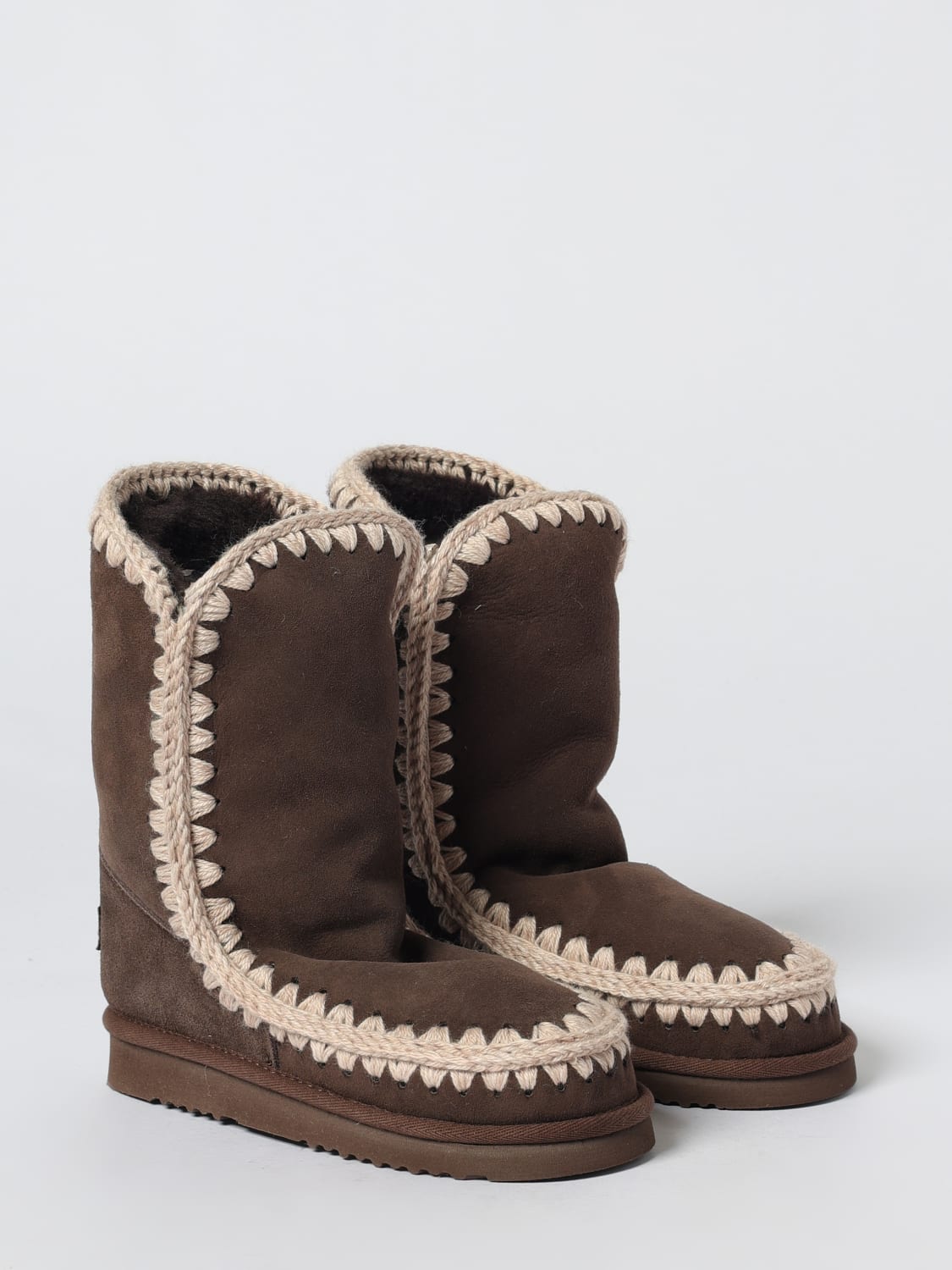MOU BOOTS: Flat ankle boots woman Mou, Coffee - Img 2