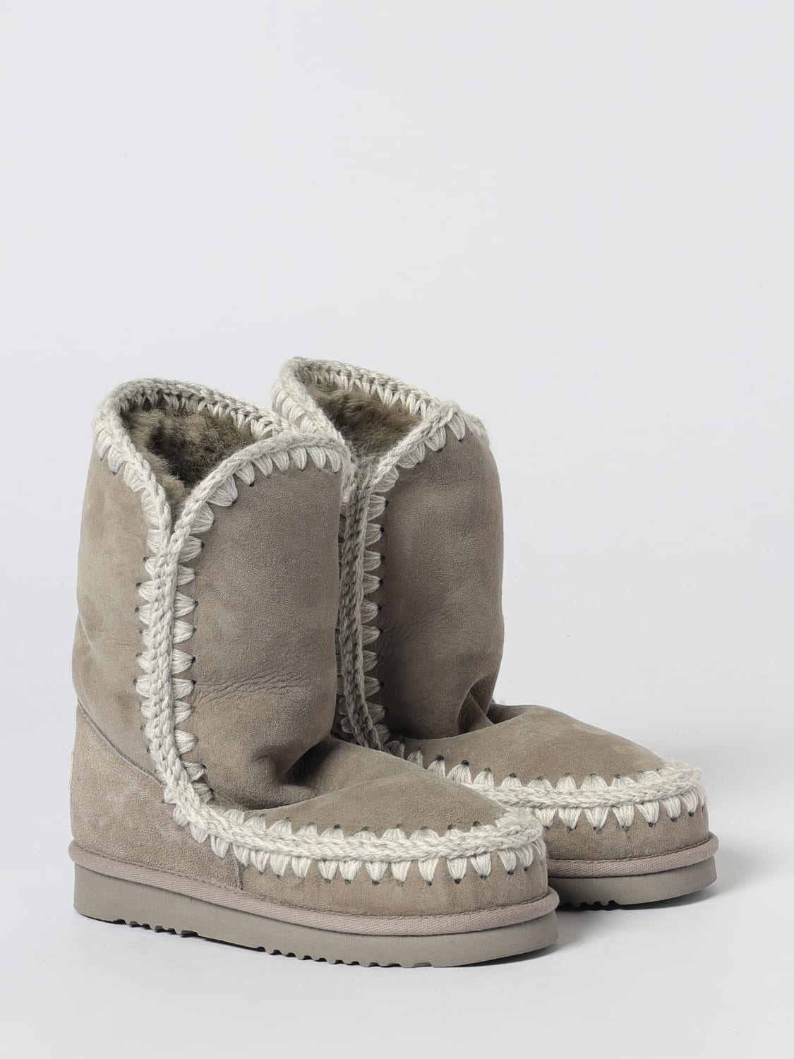 MOU BOOTS: Flat ankle boots woman Mou, Grey 2 - Img 2