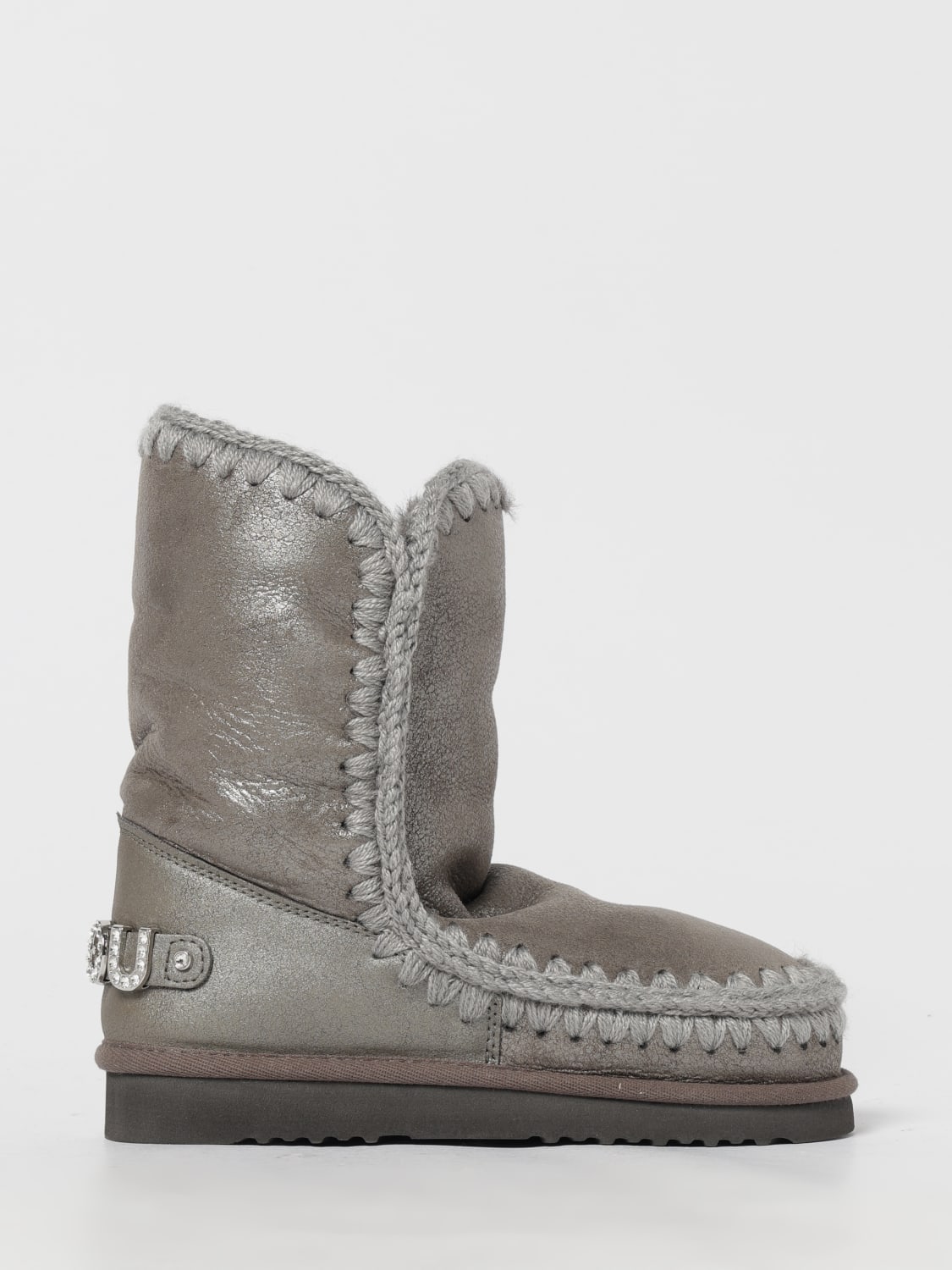 MOU BOOTS: Flat ankle boots woman Mou, Grey 1 - Img 1