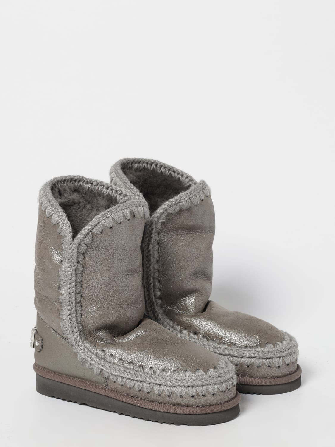 MOU BOOTS: Flat ankle boots woman Mou, Grey 1 - Img 2