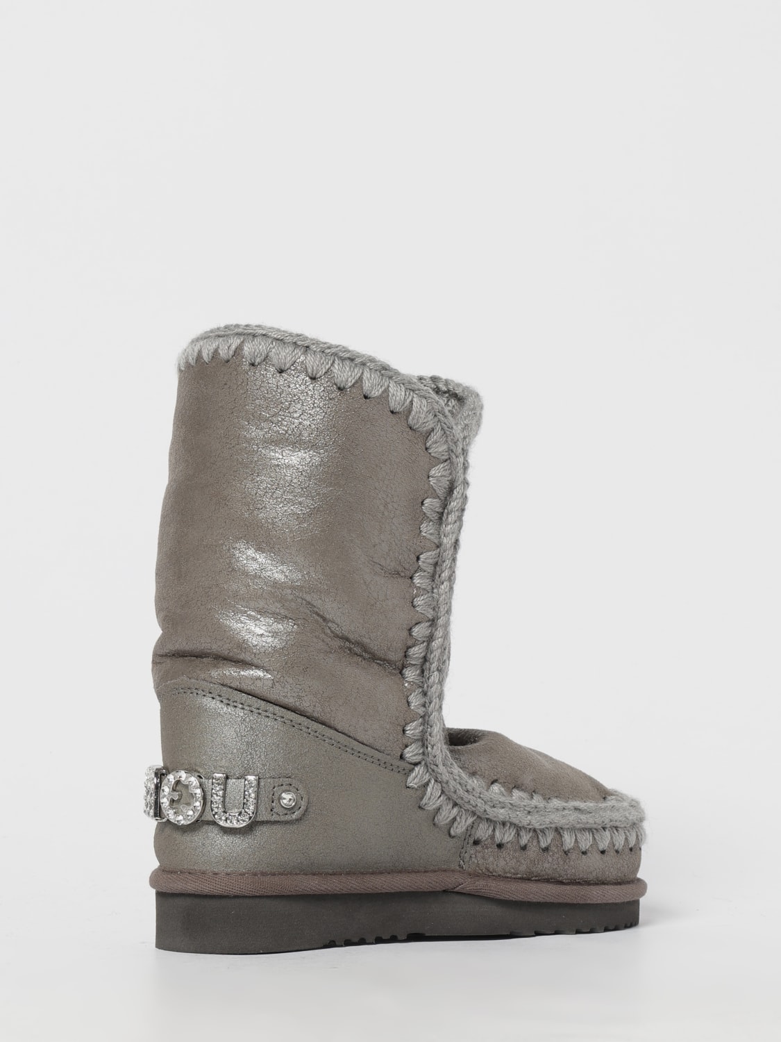 MOU BOOTS: Flat ankle boots woman Mou, Grey 1 - Img 3