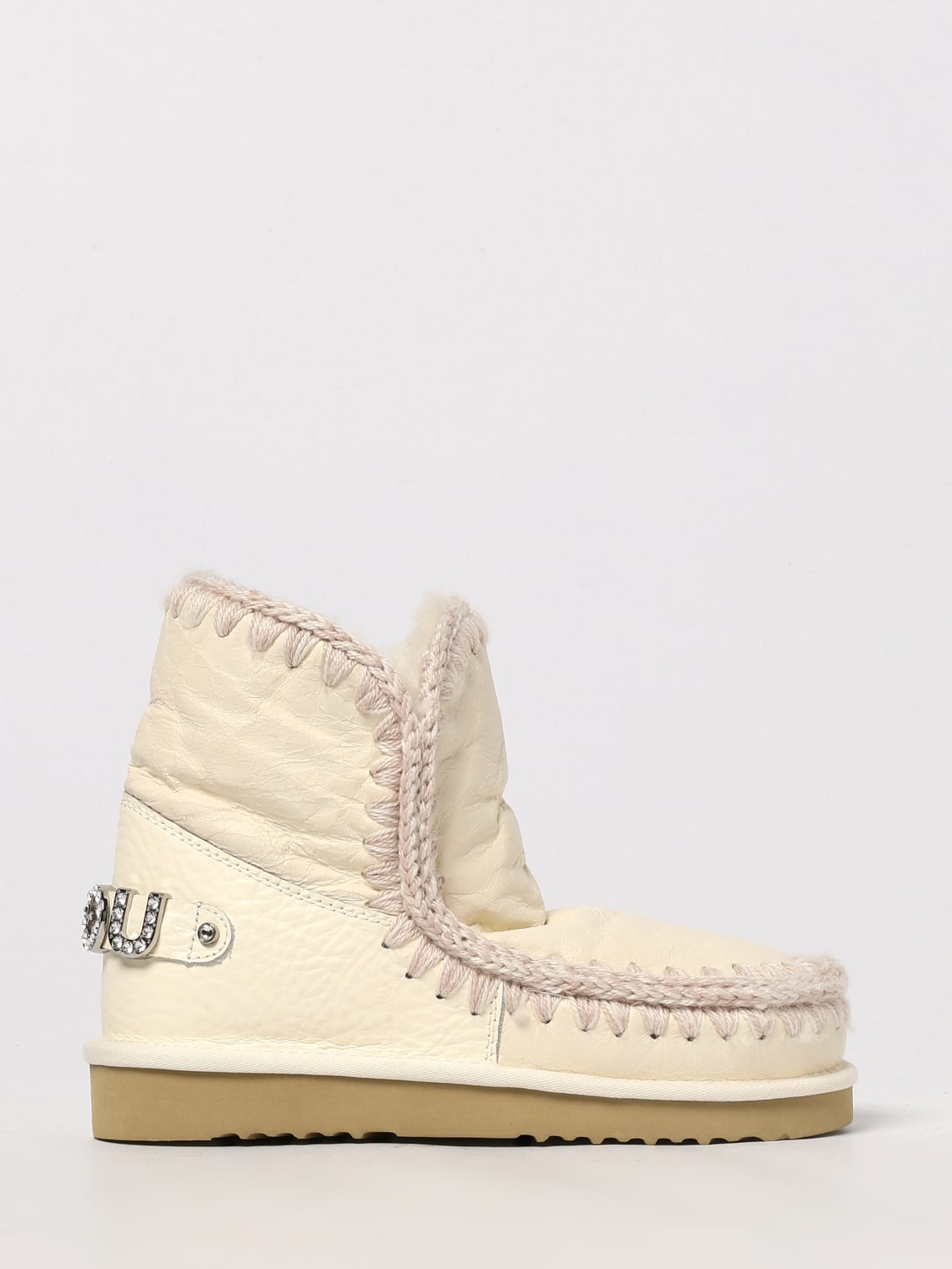 MOU BOOTS: Flat ankle boots woman Mou, White - Img 1