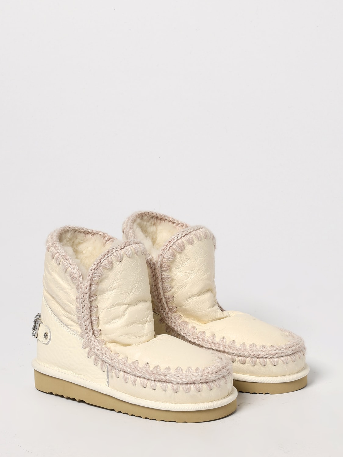 MOU BOOTS: Flat ankle boots woman Mou, White - Img 2