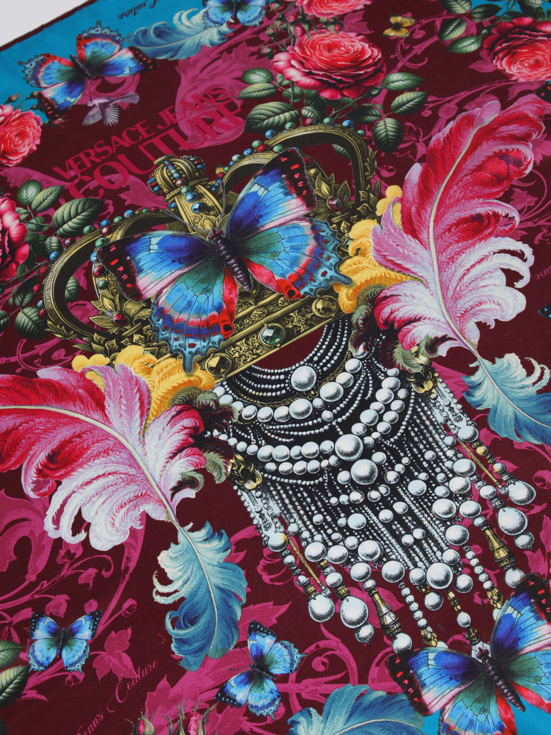 VERSACE JEANS COUTURE SEIDENTUCH: Seidentuch damen Versace Jeans Couture, Hellblau - Img 3