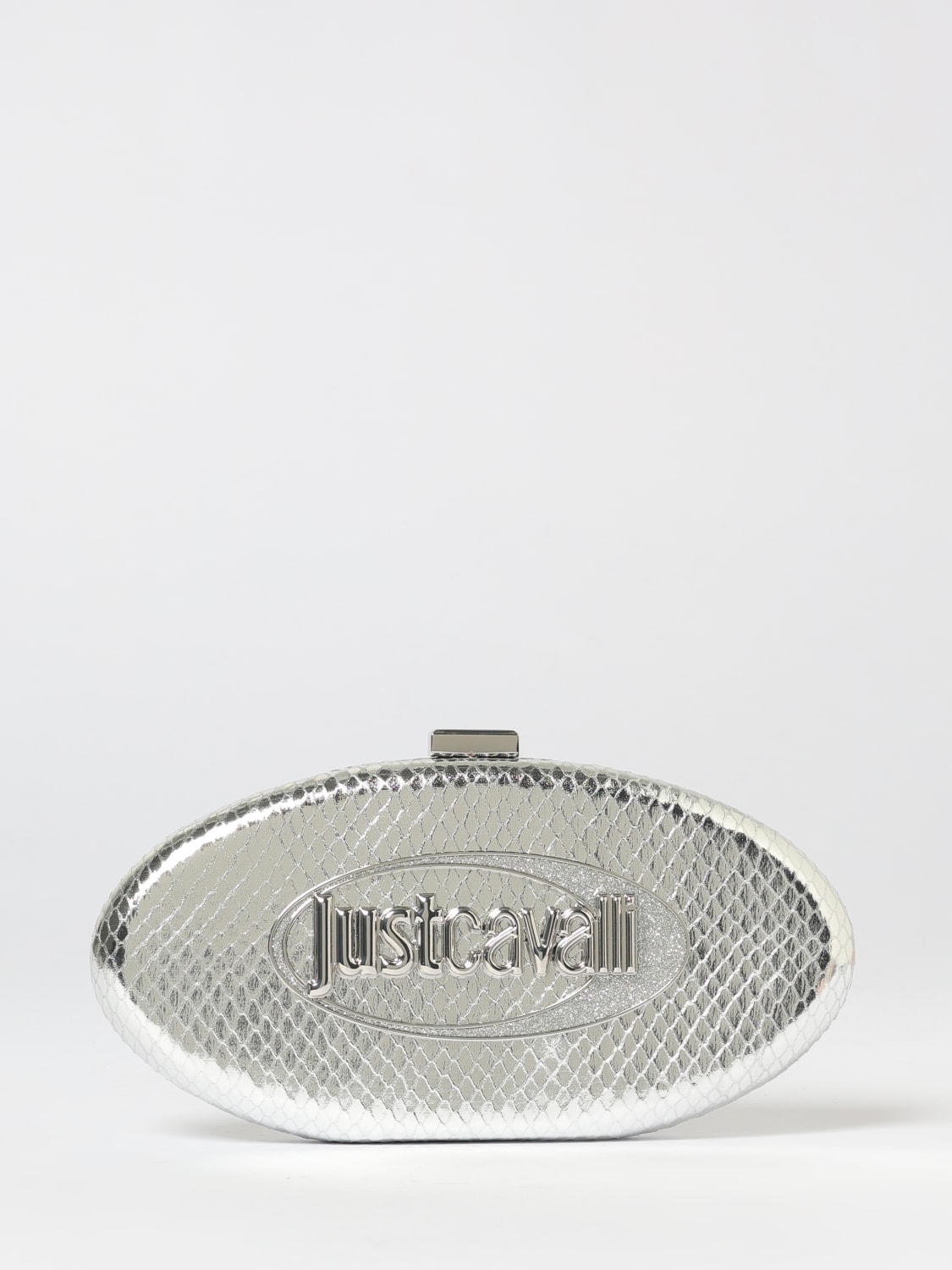 JUST CAVALLI CLUTCH: Clutch in pelle sintetica laminata Just Cavalli, Argento - Img 1