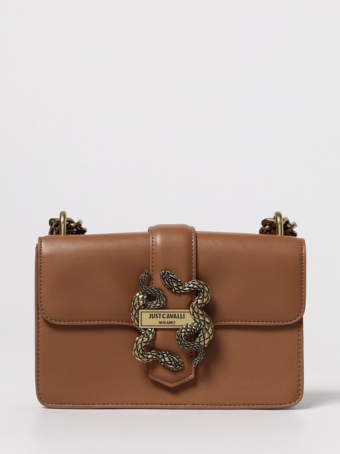 JUST CAVALLI BORSA MINI: Borsa Iconic Snake Just Cavalli in pelle sintetica , Marrone - Img 1