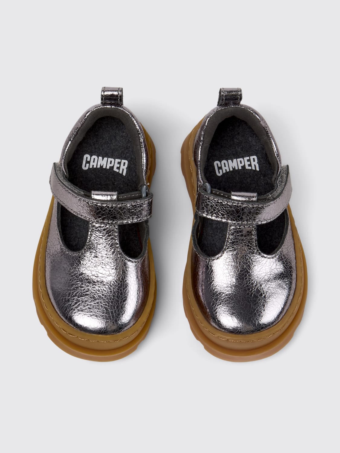 CAMPER SCARPE: Mary Jane Brutus Camper in pelle laminata , Grigio - Img 3