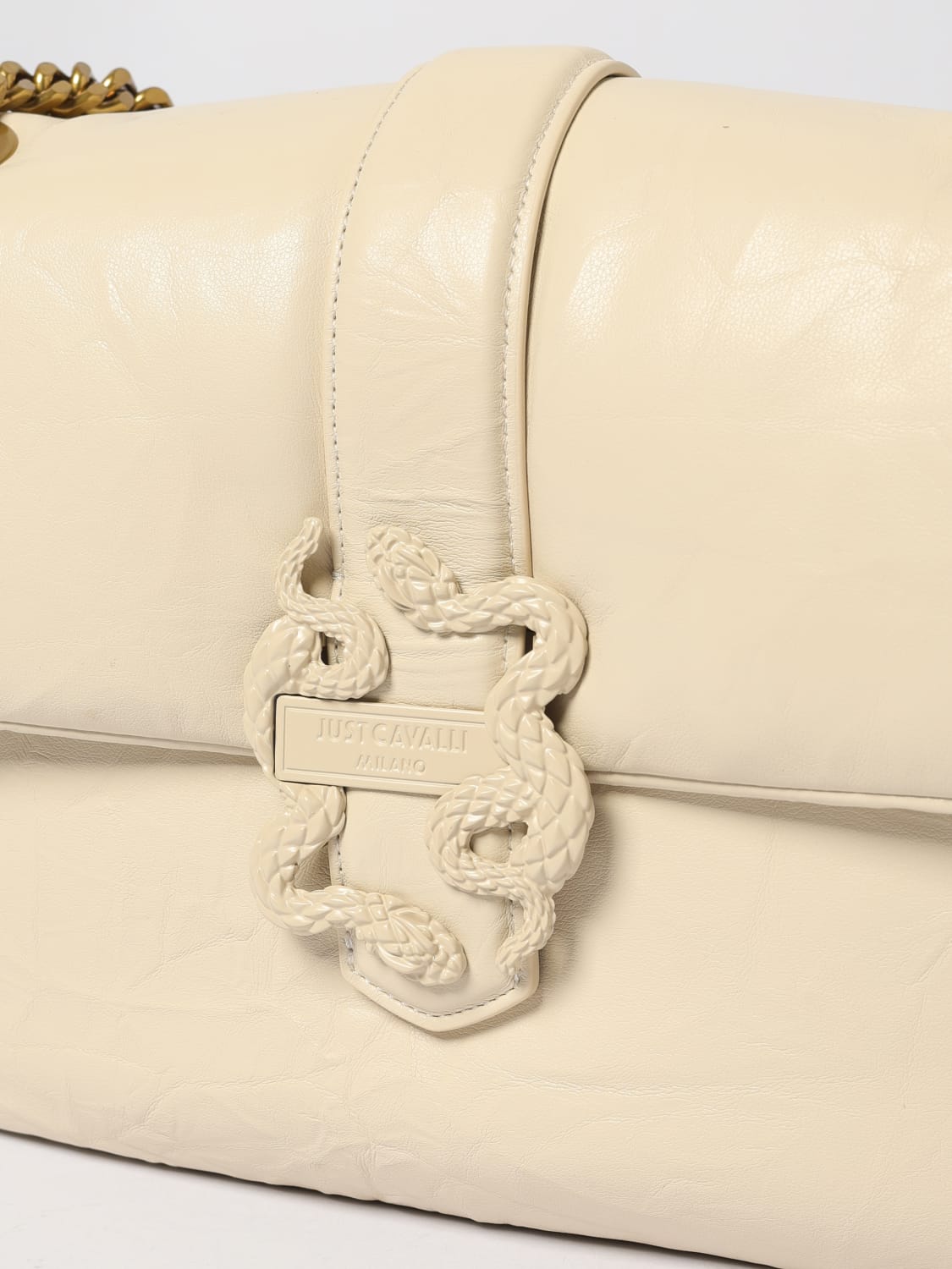 JUST CAVALLI BORSA A SPALLA: Borsa Mirror Snake Just Cavalli in pelle sintetica stropicciata , Rosa - Img 3