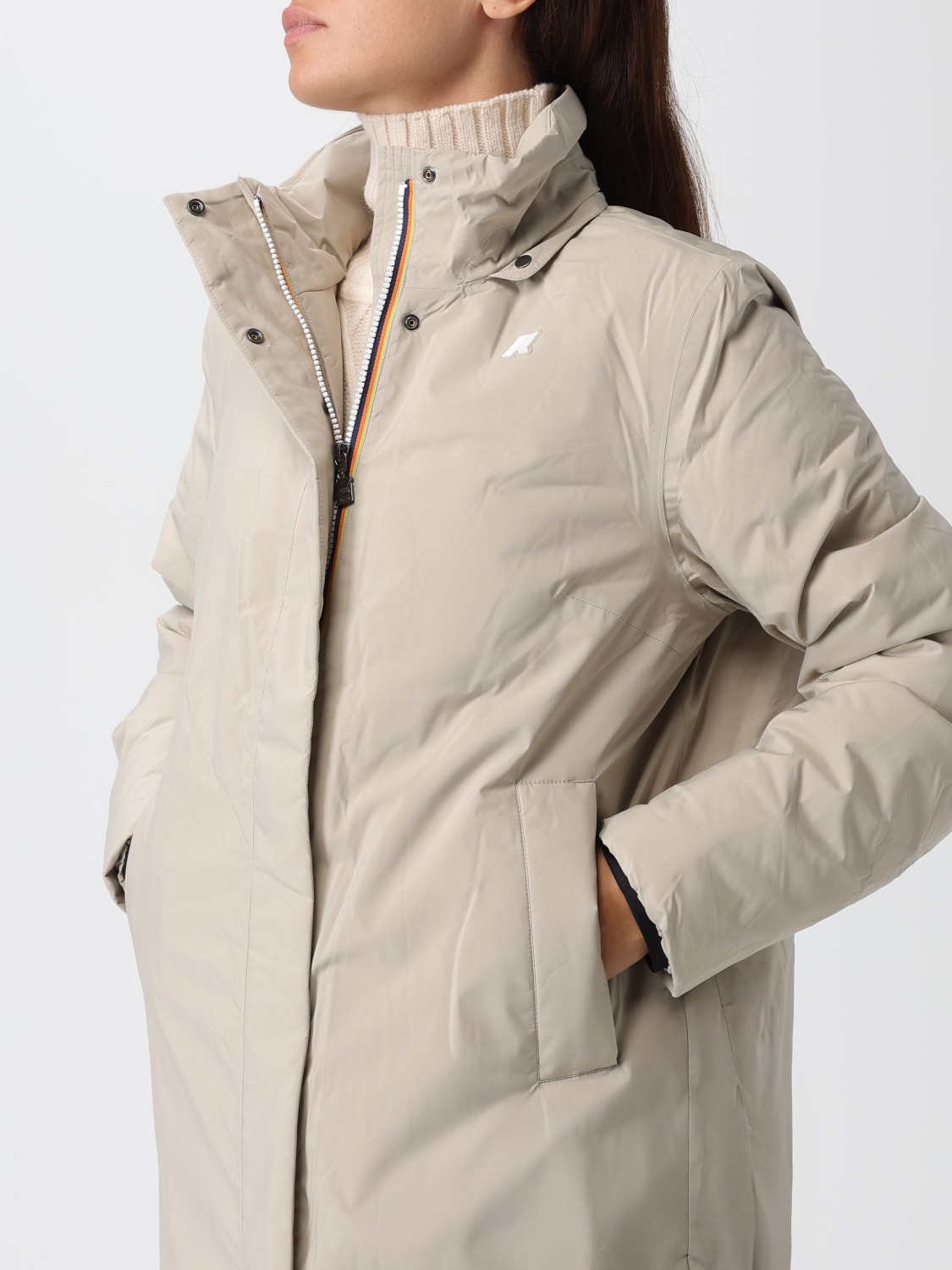 K-WAY COAT: Coat woman K-way, Beige - Img 4