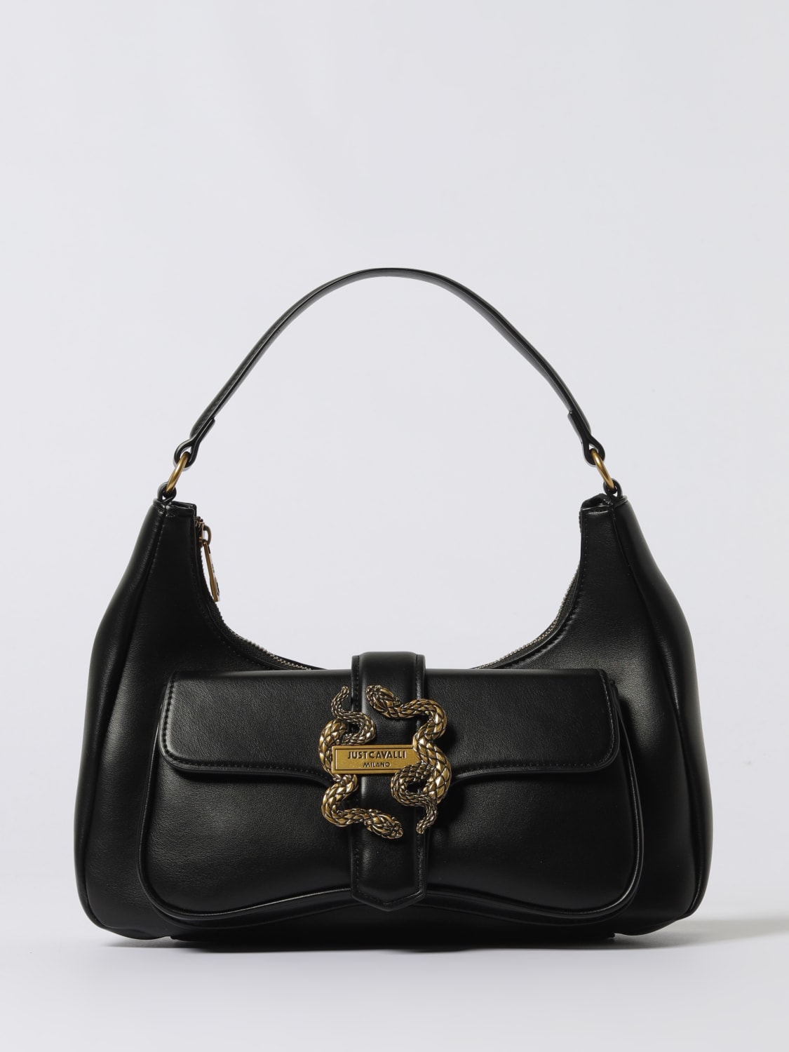 JUST CAVALLI BORSA A SPALLA: Borsa Iconic Snakes Just Cavalli in pelle sintetica , Nero - Img 1