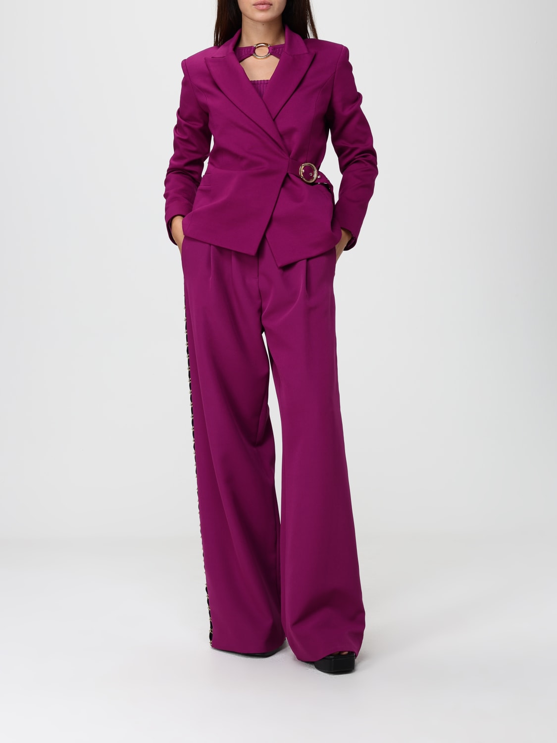 JUST CAVALLI TOP: Top in misto viscosa con anello Just Cavalli, Viola - Img 2