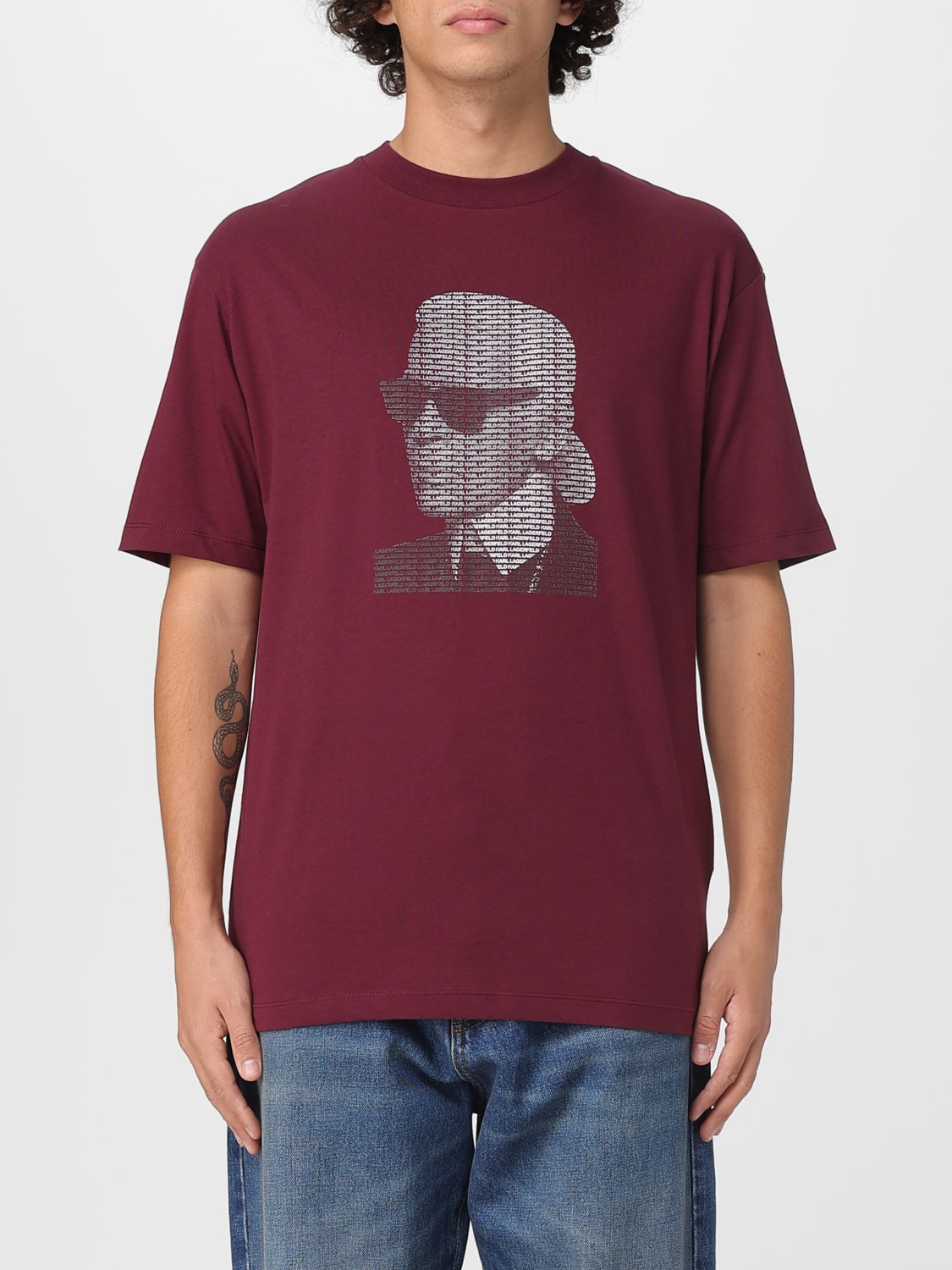 KARL LAGERFELD T-SHIRT: T-shirt men Karl Lagerfeld, Burgundy - Img 1