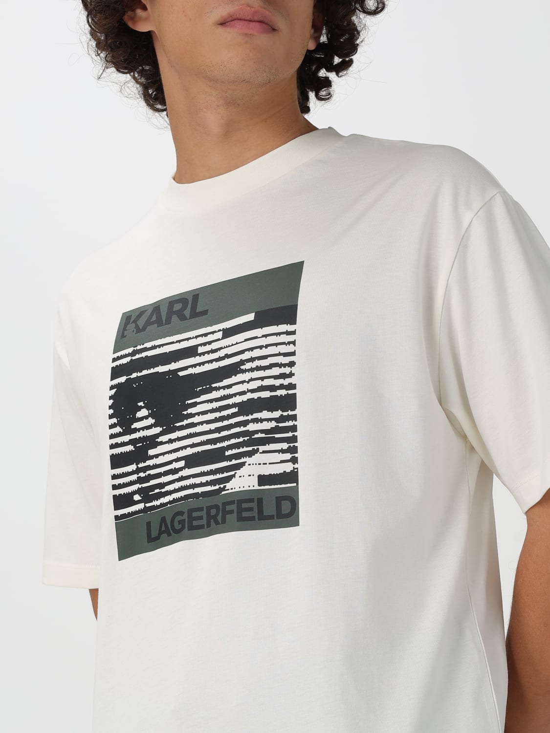 KARL LAGERFELD 티셔츠: 티셔츠 남성 Karl Lagerfeld, 크림 - Img 3