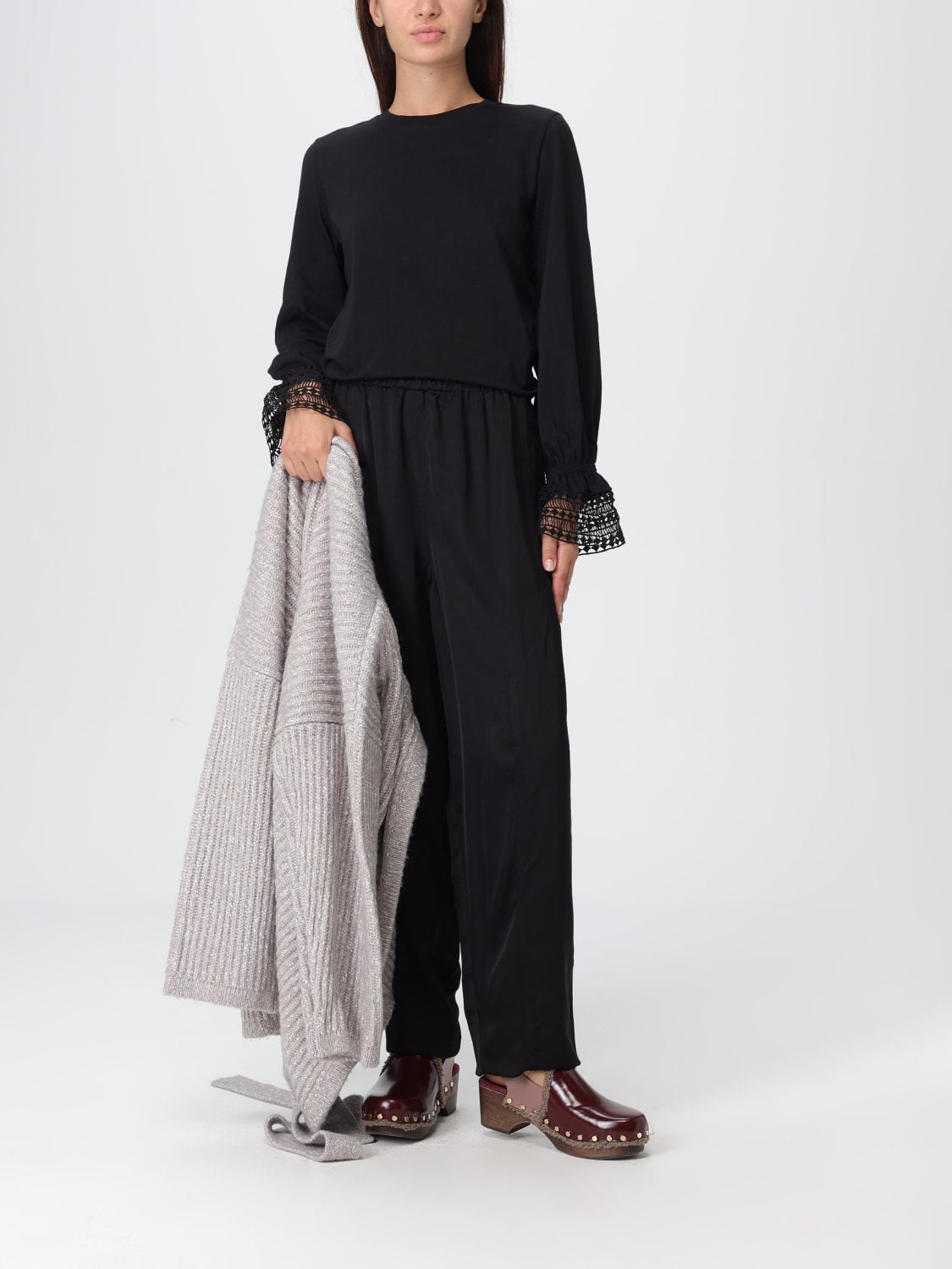 SEE BY CHLOÉ T-SHIRTS: T-shirt See by Chloé con polsi ricamati, Nero - Img 2