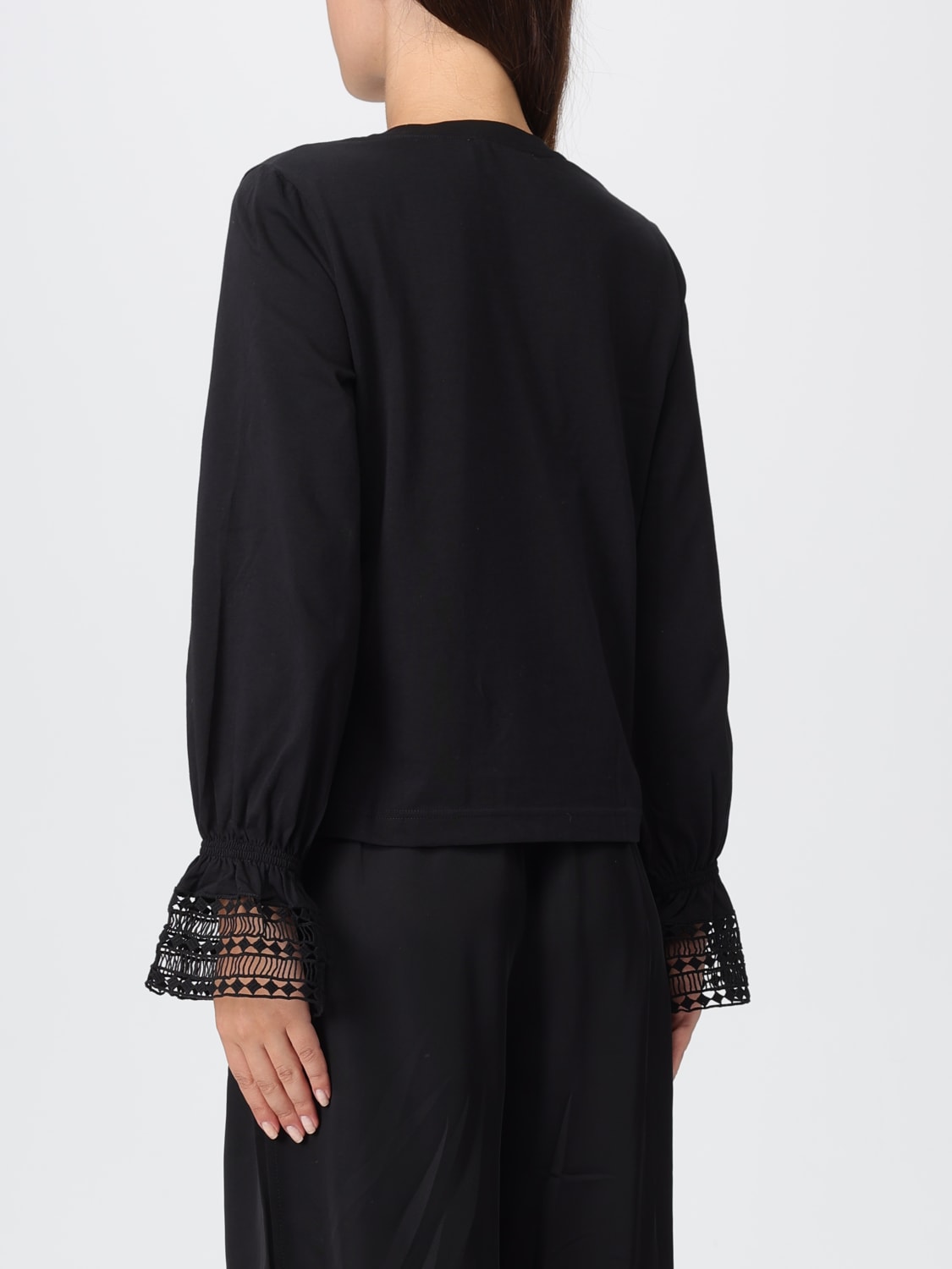 SEE BY CHLOÉ T-SHIRTS: T-shirt See by Chloé con polsi ricamati, Nero - Img 3