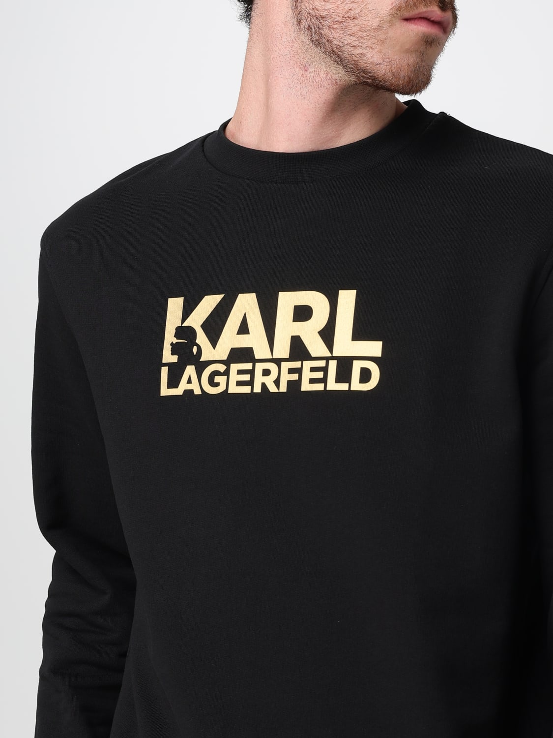 KARL LAGERFELD FELPA: Felpa Karl Lagerfeld in cotone con logo , Oro - Img 3
