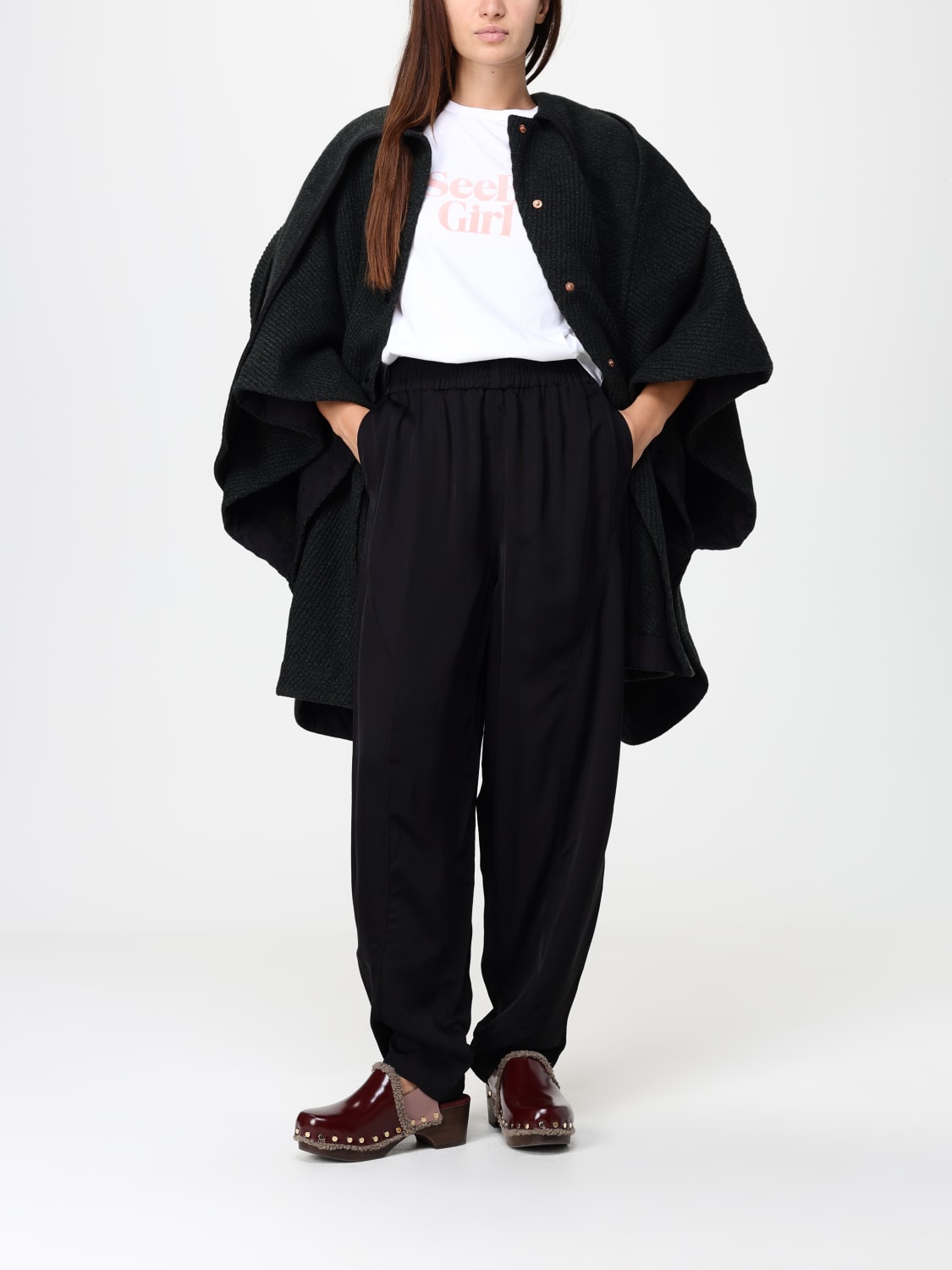 SEE BY CHLOÉ COAT: Cape woman See by ChloÉ, Green - Img 2