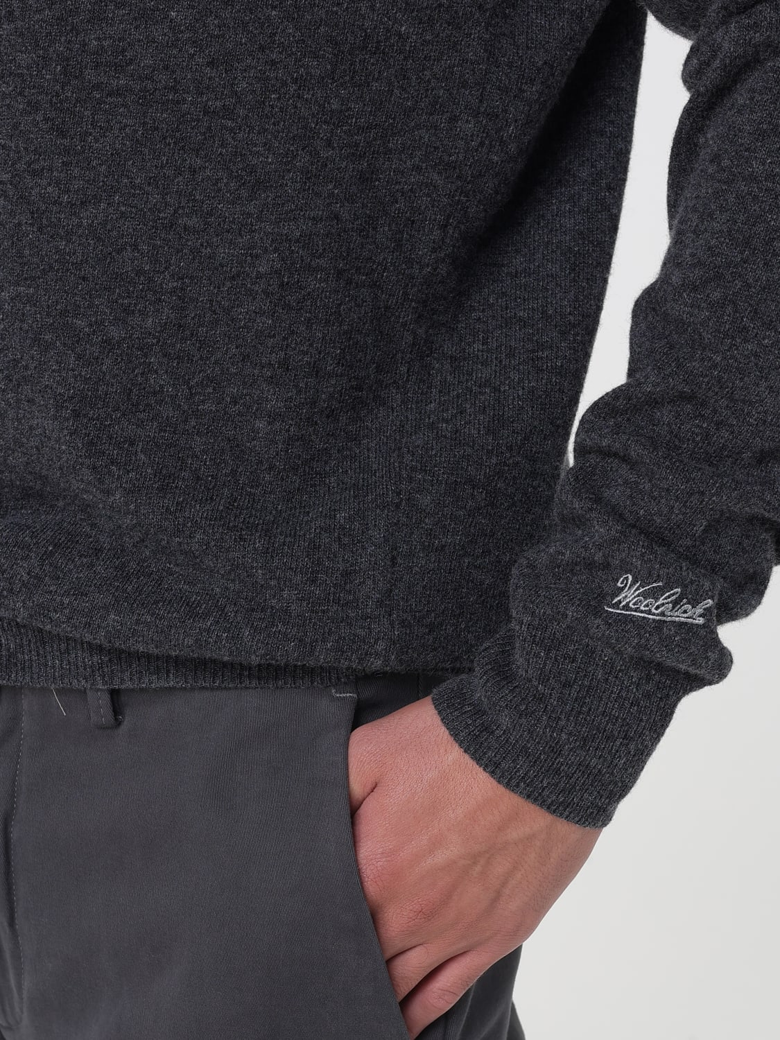 WOOLRICH MAGLIA: Pullover dolcevita Woolrich in lana , Grigio - Img 3