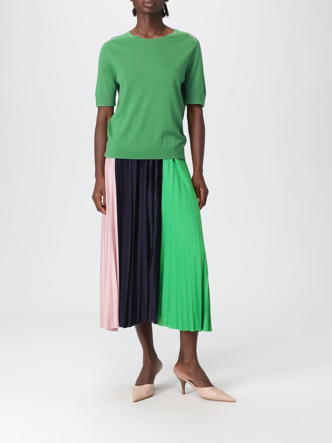 PAUL SMITH GONNA: Gonna midi Paul Smith in crêpe plissettato , Fantasia - Img 2