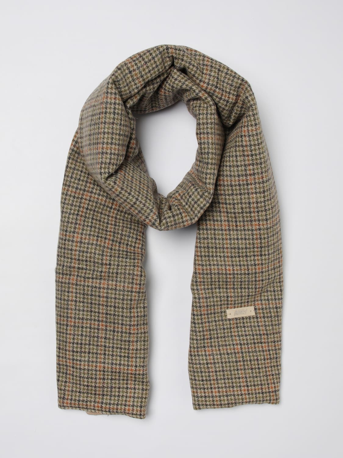 AUTRY SCIARPA: Sciarpa Autry double face in misto lana check, Beige - Img 2