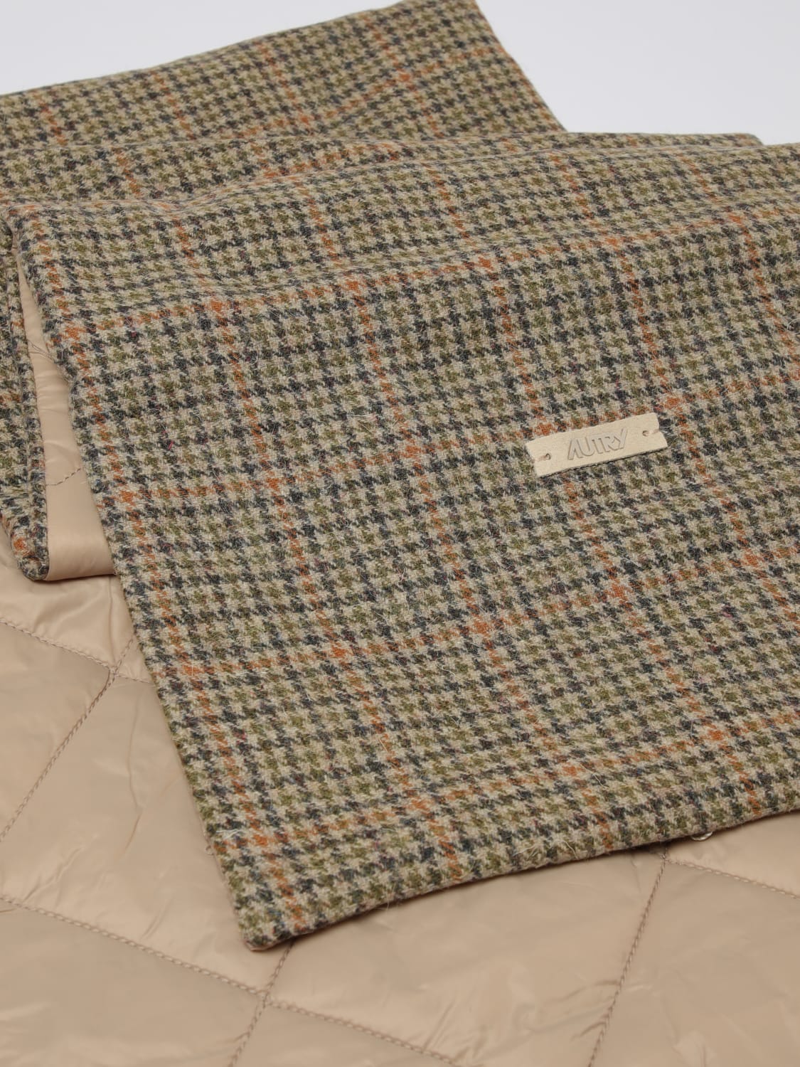 AUTRY SCIARPA: Sciarpa Autry double face in misto lana check, Beige - Img 3
