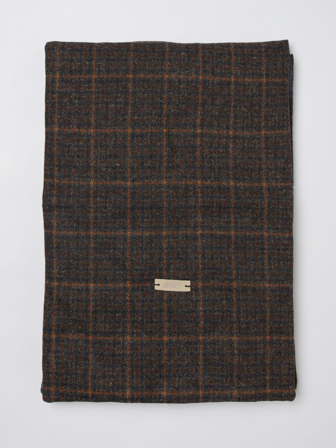 AUTRY SCIARPA: Sciarpa Autry double face in misto lana check, Marrone - Img 1
