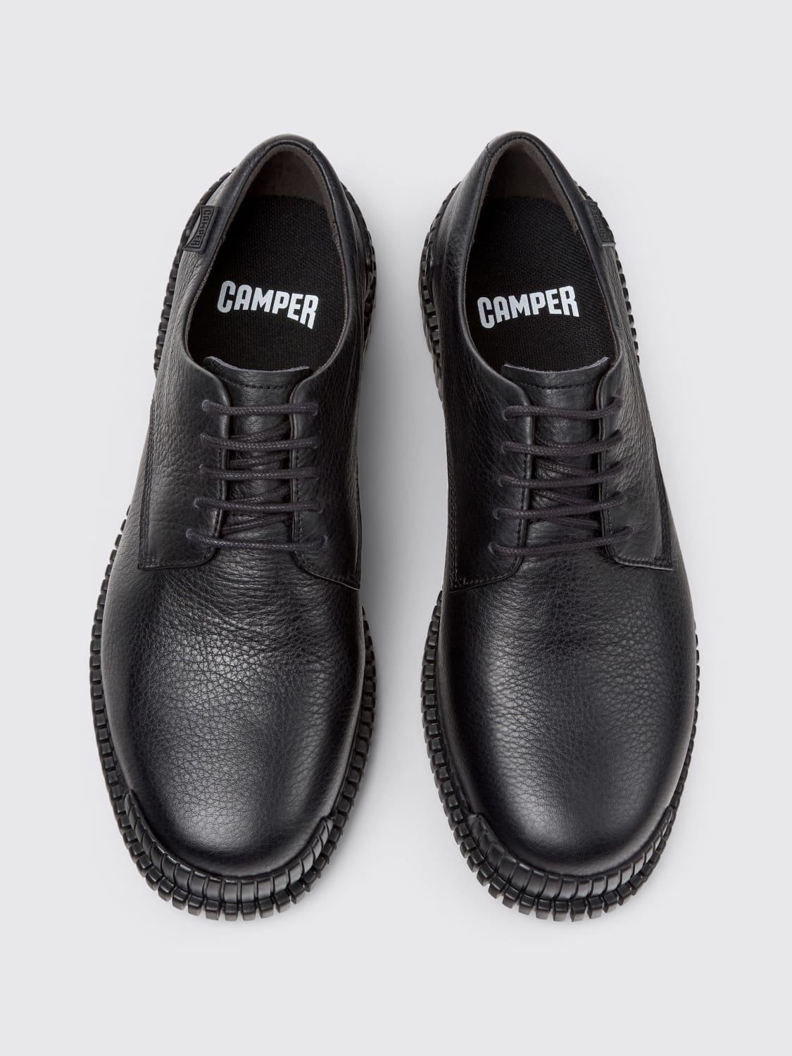 CAMPER STRINGATE: Derby Pix Camper in pelle martellata , Nero - Img 4