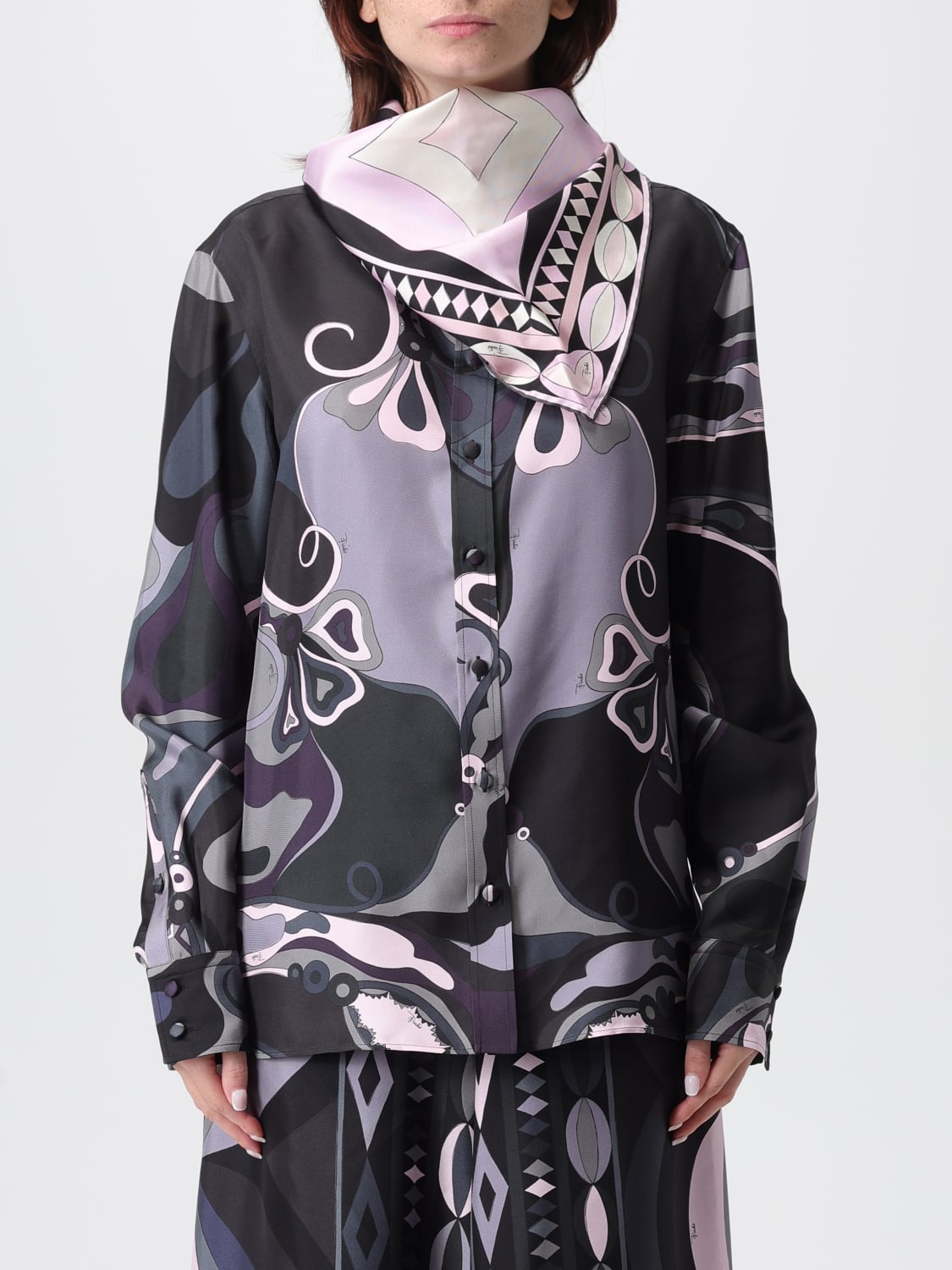 PUCCI FOULARD: Foulard Pucci in seta stampata , Nero - Img 2