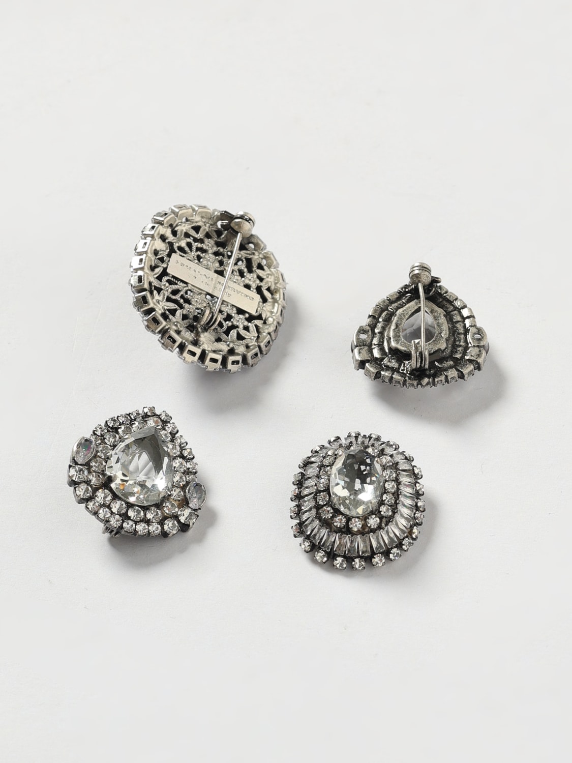 ERMANNO SCERVINO SPILLA: Set 4 spille Ermanno Scervino in ottone con strass incastonati , Argento - Img 2